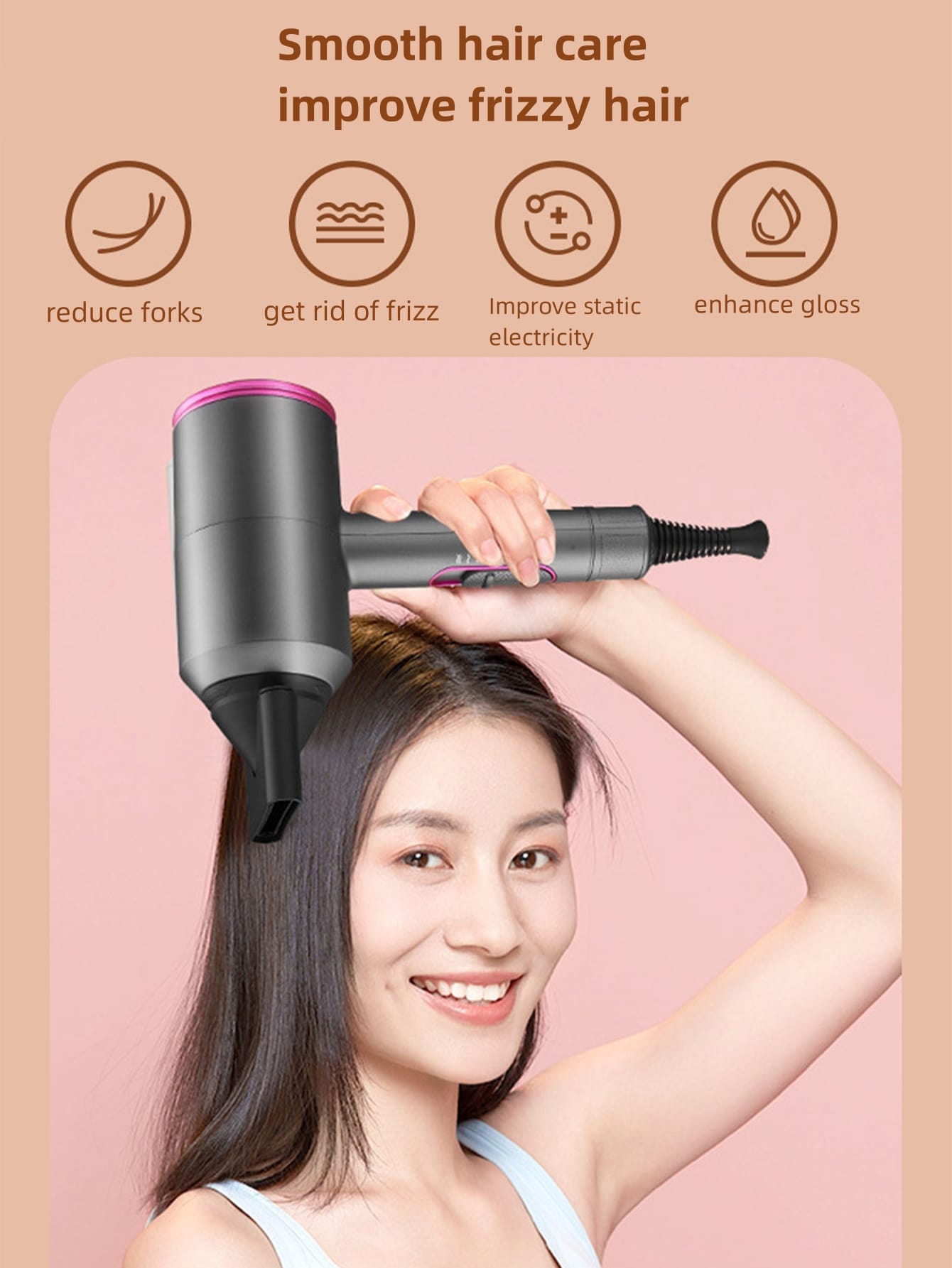 1pc Purple Plug-in High Speed Hair Dryer With Unique Wind Inlet And Outlet Design, Super Quiet Technology, Intelligent Temperature Control And Overheat Protection, With Ion Care For Smooth And Glossy Hair, Reduce Frizz And Split Ends, Remove Static