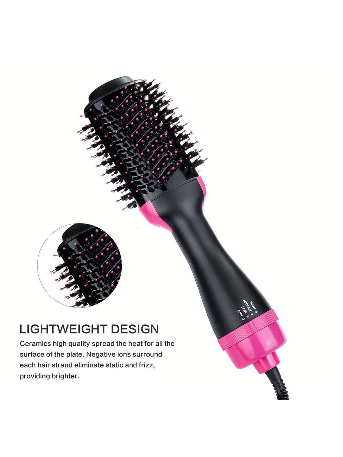 1pc 1000w Hot Air Comb Volumizer Brush, One-step Hair Dryer & Styler For Straightening, Drying, Curling, Home Holiday Gift
