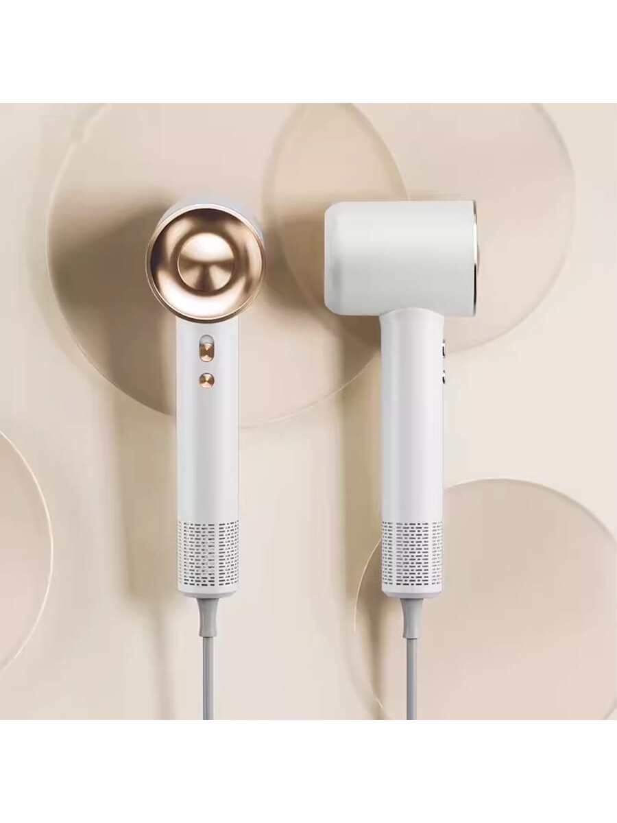 Professional leafless high-speed hair dryer using negative ion technology, capable of achieving fast and powerful styling, with two wind speeds, four modes, and leakage protection plug