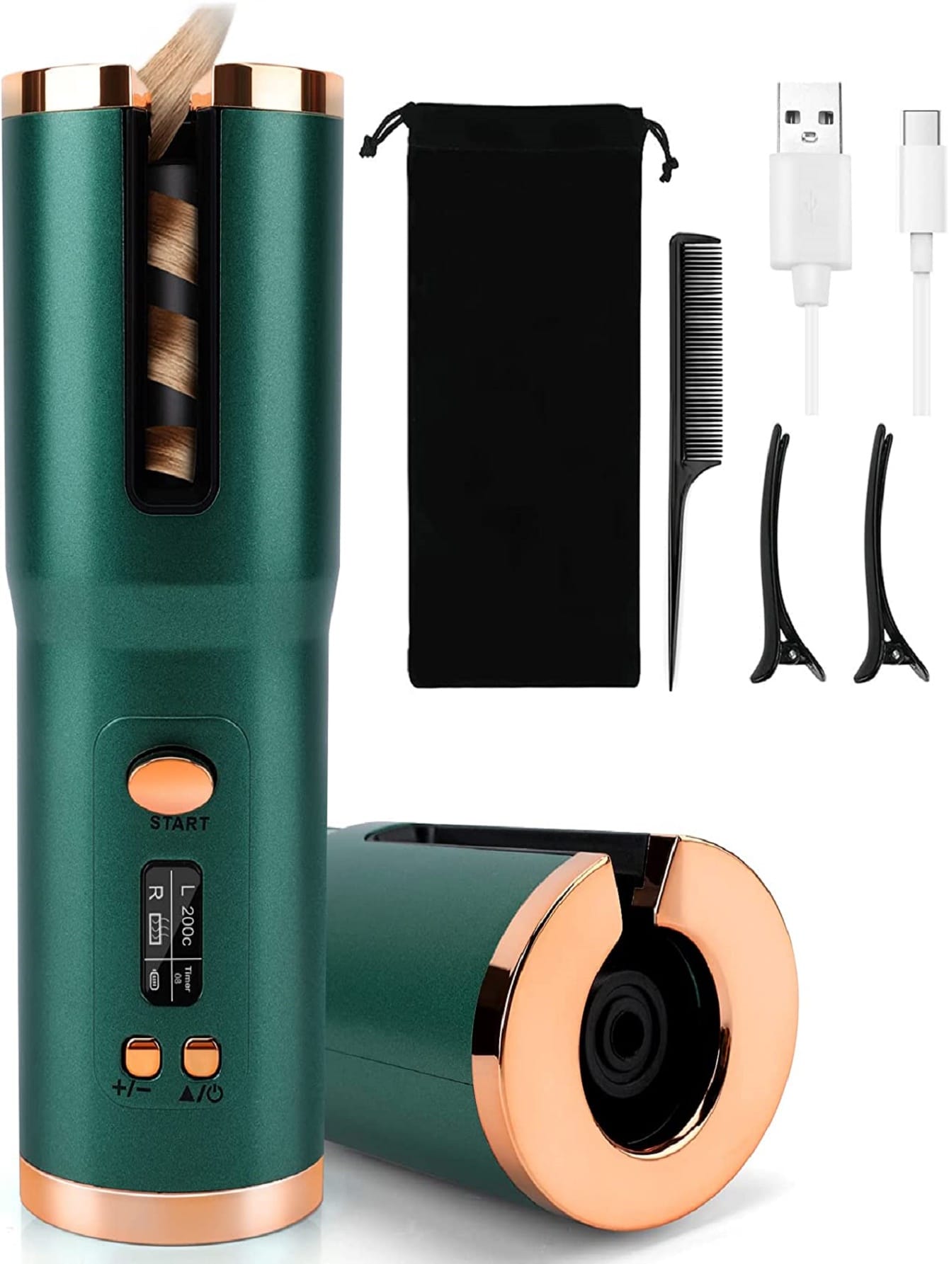 Wireless Portable Usb Charging Automatic Hair Curler, Smart Lcd Display Lazy Curling Wand, Electric Wave Curler