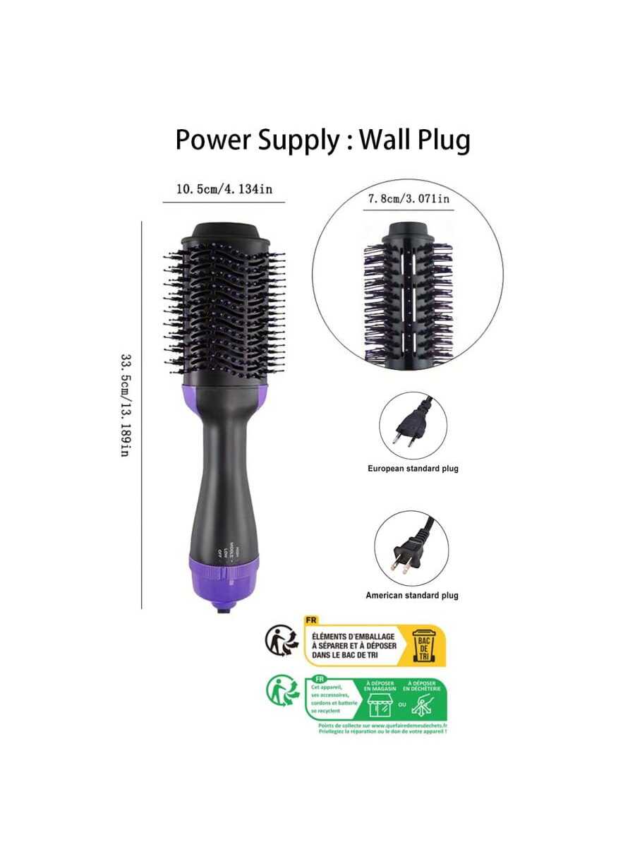 Hot Air Brush & Hair Dryer & Styling Tool 3 In 1, Ionic, Professional Hair Dryer Brush Straightener And Curler, For All Hair Types
