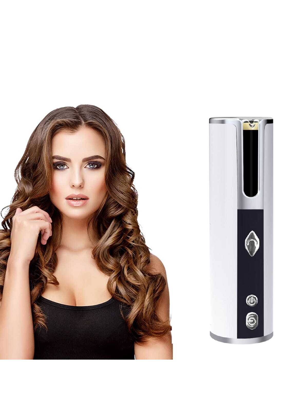 1pc Automatic Hair Curler, Usb Charging Wireless Ceramic Rotating Curling Iron, With 5 Temperature And Timer Settings, Portable And Rechargeable Curling Wand, Auto Shut-off, Fast Heat-up Iron For Hair Styling