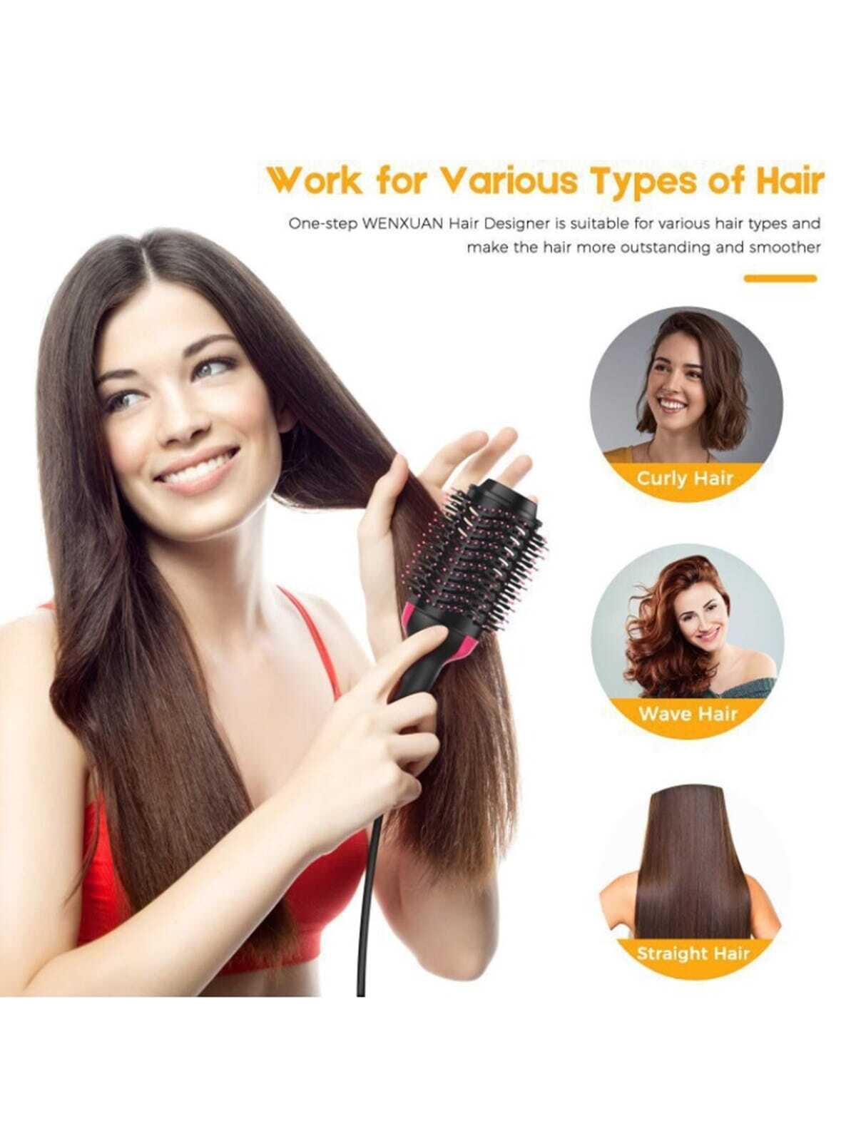 4 In 1 Hair Straightener/Curling Iron/Hair Dryer/Hot Air Comb, 1pc Wall Plug 1000W Straightener for Wet and Dry Hair, LED Show Light & Multiple-Gears Heat Settings Hair Curler for Home, Travel, Hotel, Idea Gift  (Black and Red)