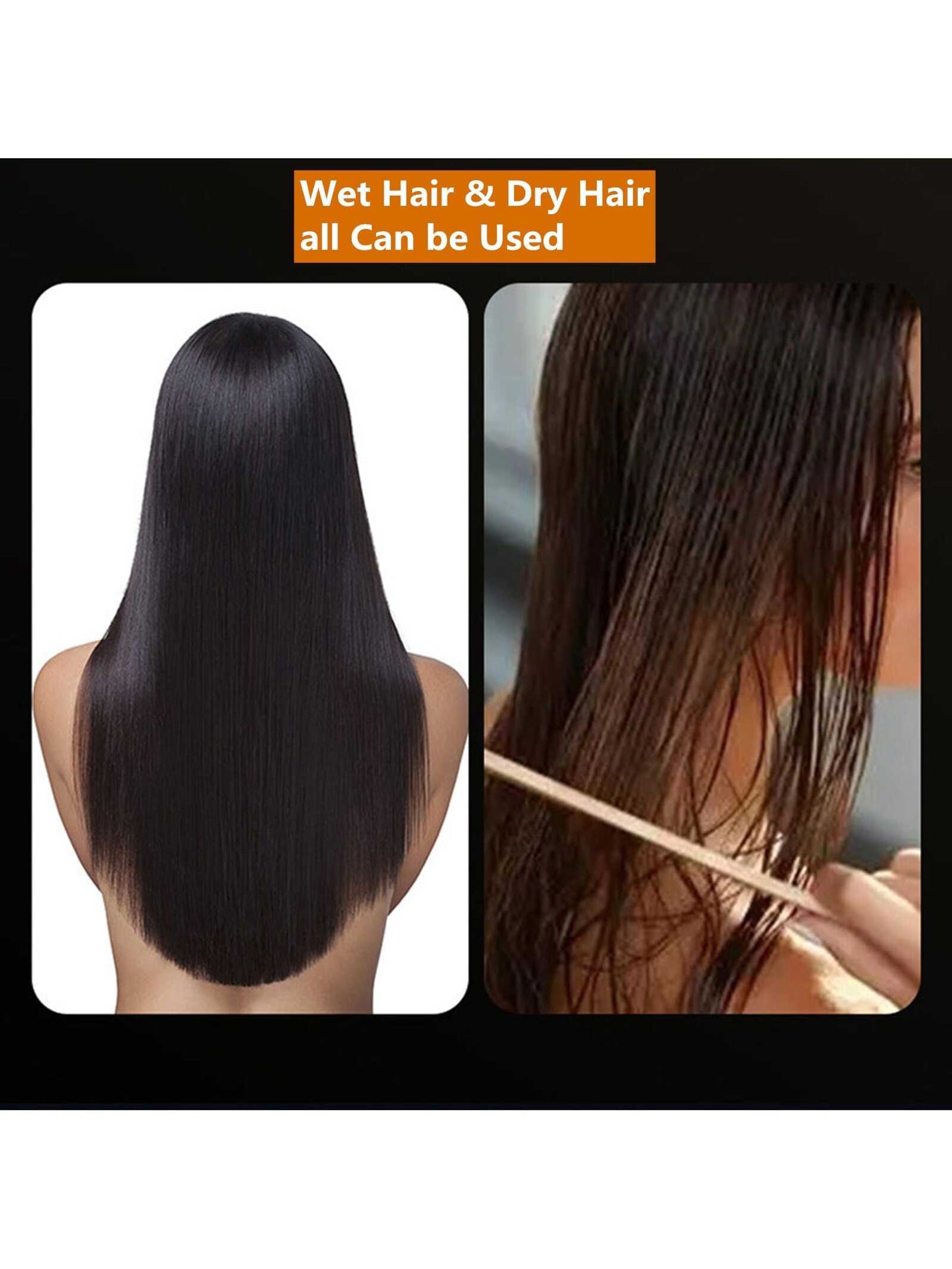 2 In 1 Hair Straightener/Curling Iron, 1pc Wall Plug Hair Dryer Brush for Wet & Dry Hair, 3-Gears Temperature Control, Automatic Power Failure, Tourmaline Ceramics Copper Hair Curler, 10S Quick Heat, Gold