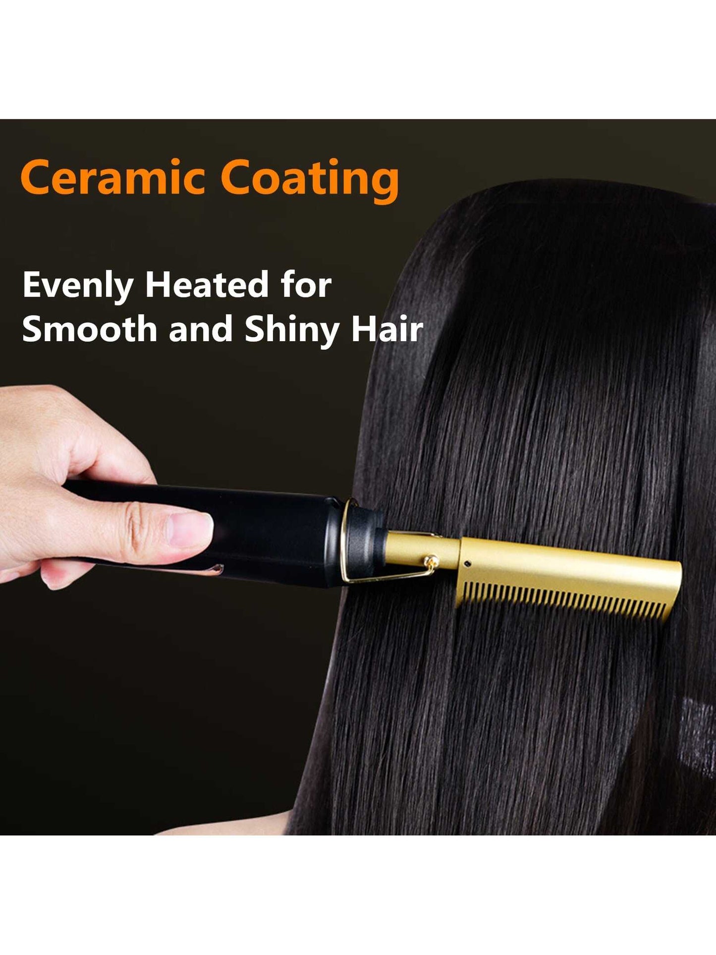 2 In 1 Hair Straightener/Curling Iron, 1pc Wall Plug Hair Dryer Brush for Wet & Dry Hair, 3-Gears Temperature Control, Automatic Power Failure, Tourmaline Ceramics Copper Hair Curler, 10S Quick Heat, Gold