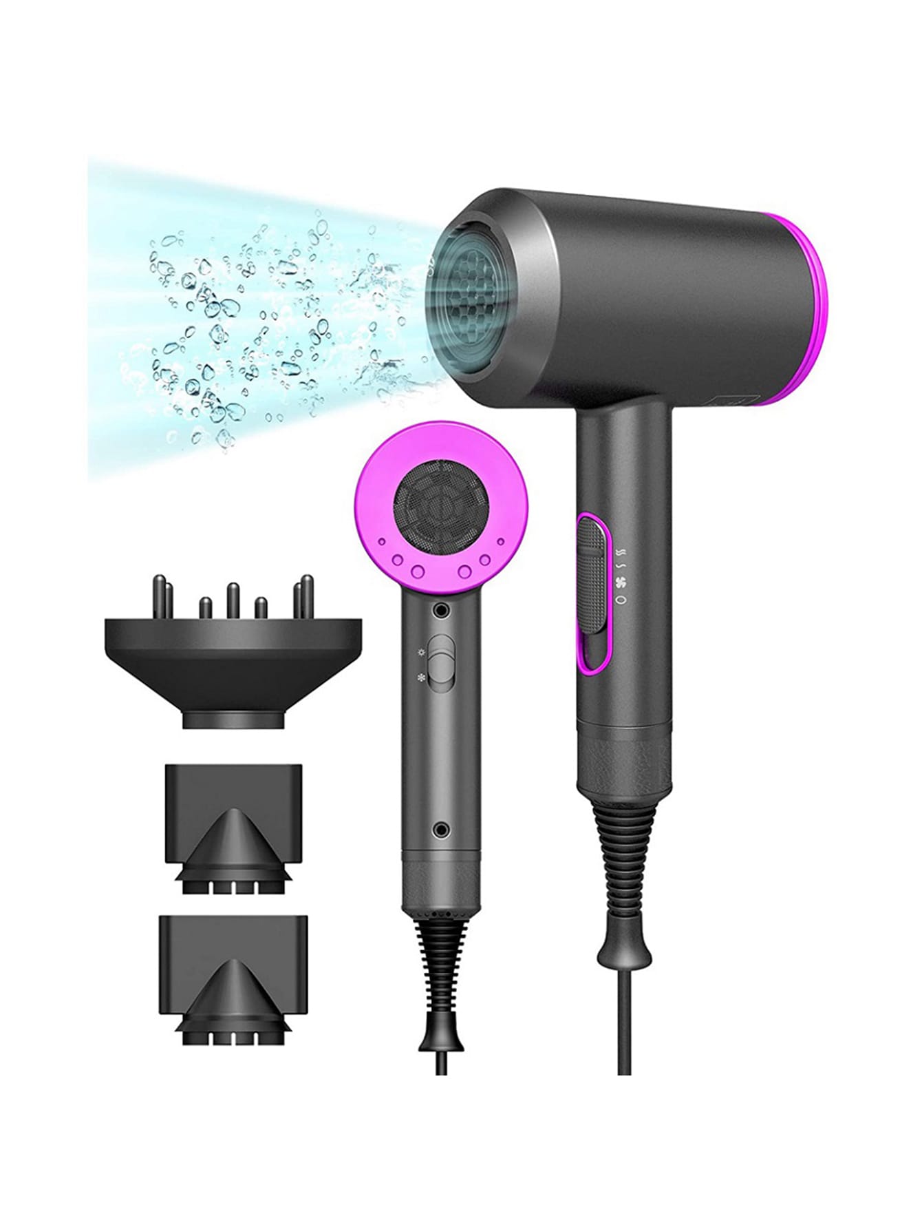 30pcs Grey-purple Household Essential Hair Dryer With High Air Flow And Heat Balance, Double Temperature Control And Cold/hot Wind Switch For Frizzy And Dry Hair