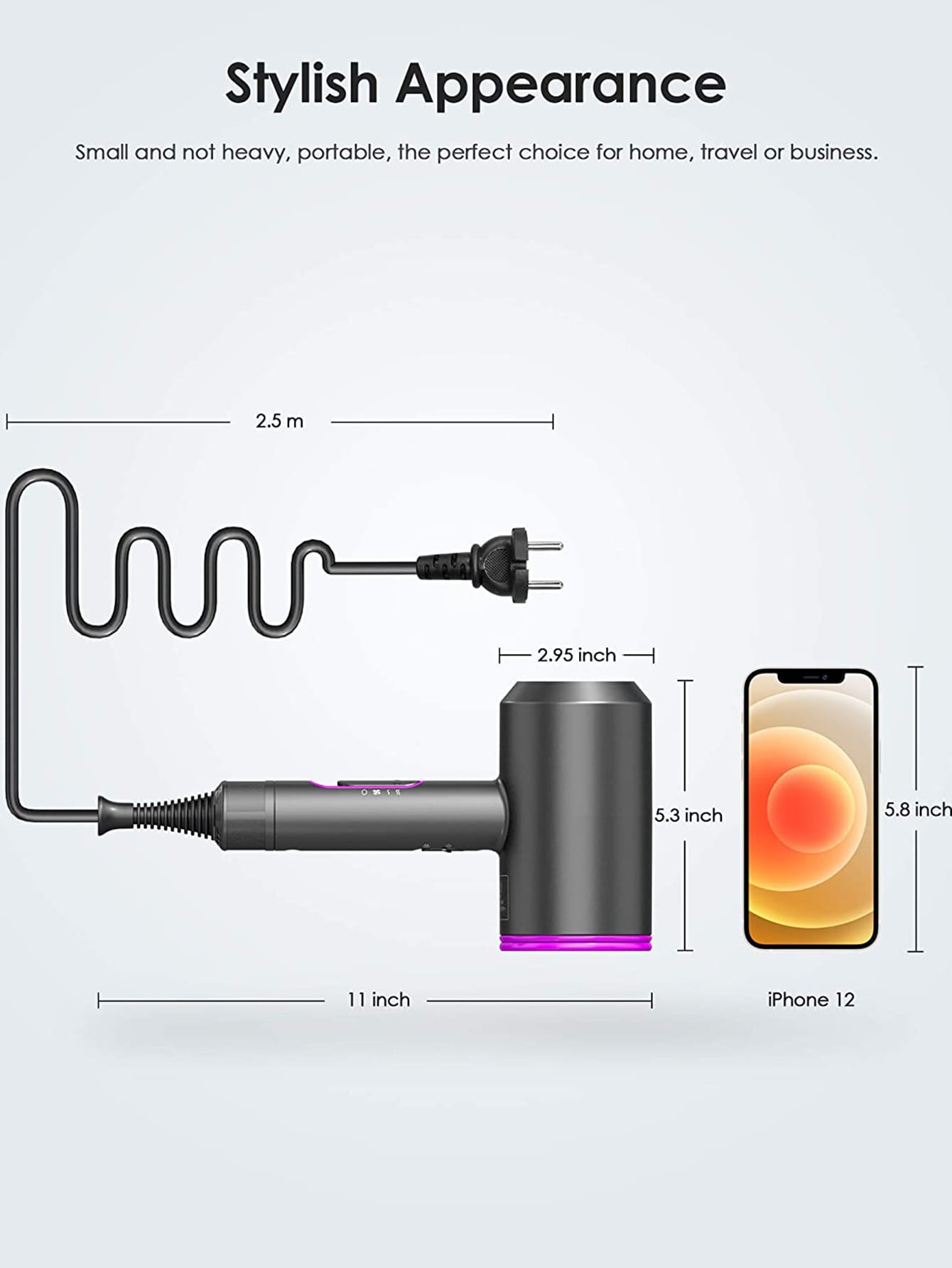 30pcs Grey-purple Household Essential Hair Dryer With High Air Flow And Heat Balance, Double Temperature Control And Cold/hot Wind Switch For Frizzy And Dry Hair