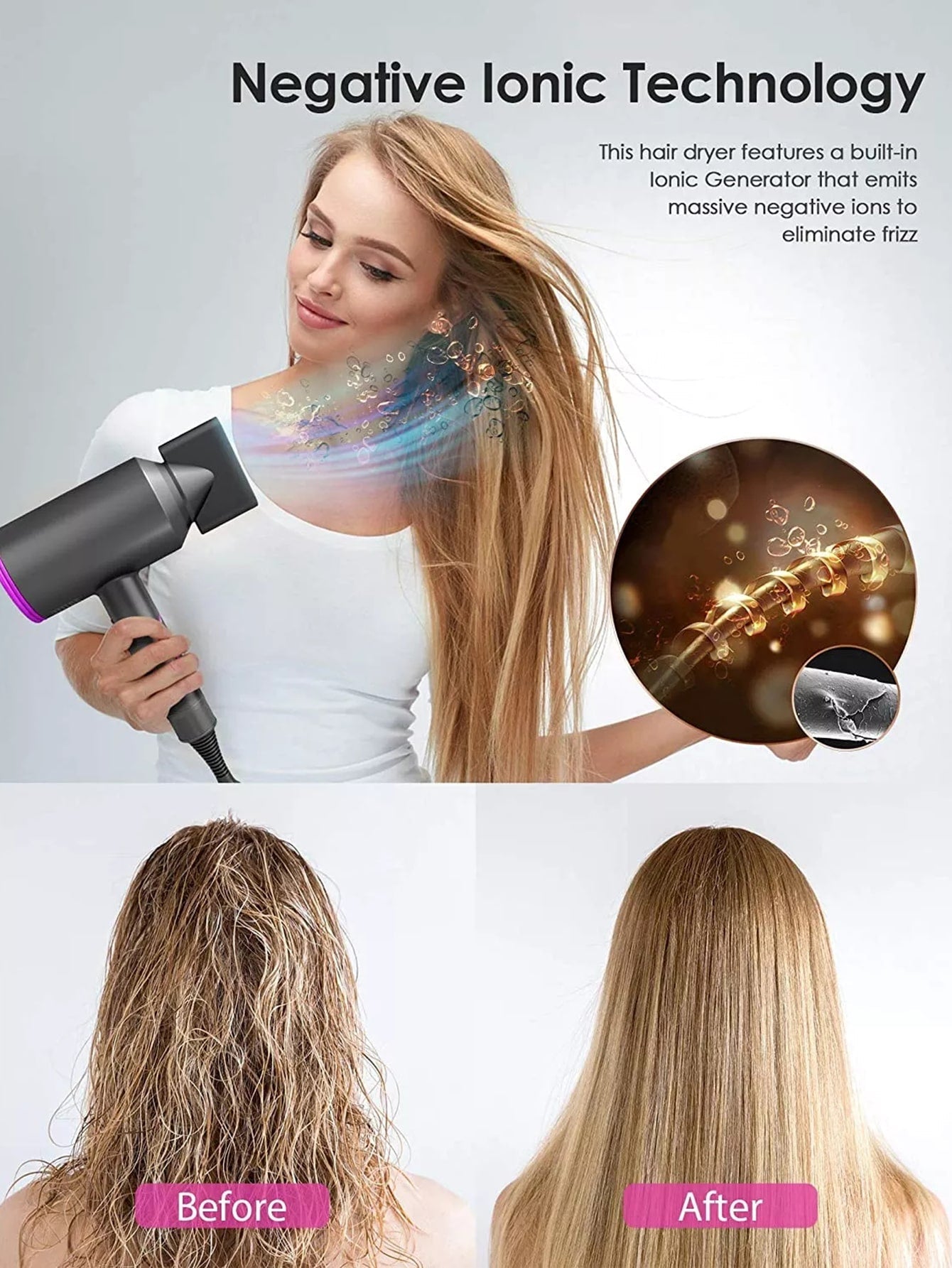 30pcs Black & Gold Hair Dryer For Household Use, Strong Wind For Quick Drying, Smooth Frizzy & Dry Hair, Balanced Heat Output, Dual Temperature Control, Cool & Hot Air Switch