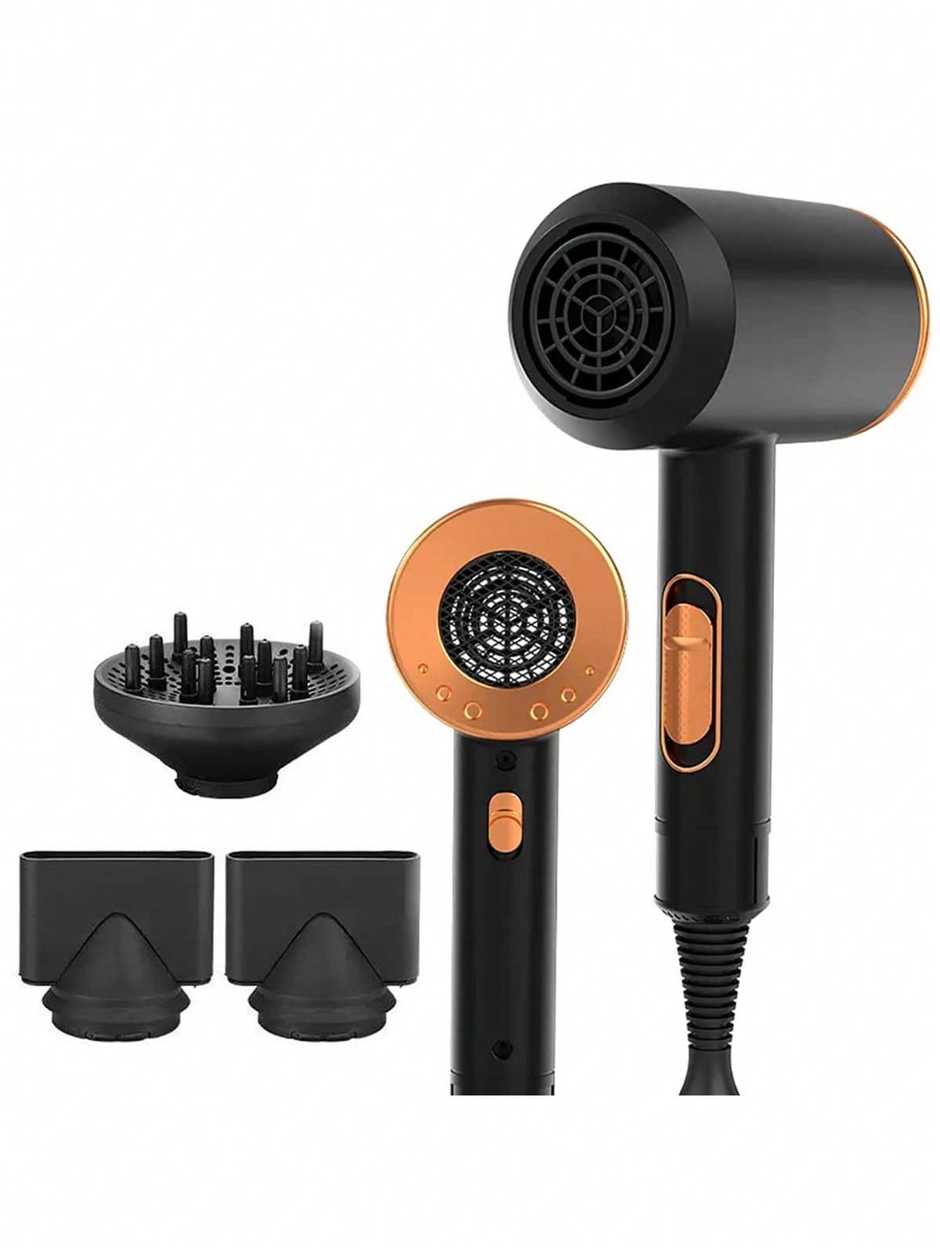 1pc Golden Plugged-in Hair Dryer With Unique Inlet And Outlet Airflow Technology, Super Quiet Technology, Intelligent Temperature Control Overheating Protection, Ion Care For Smooth, Glossy, Frizz-free And Split-end Reduction, Negative Ion Care For