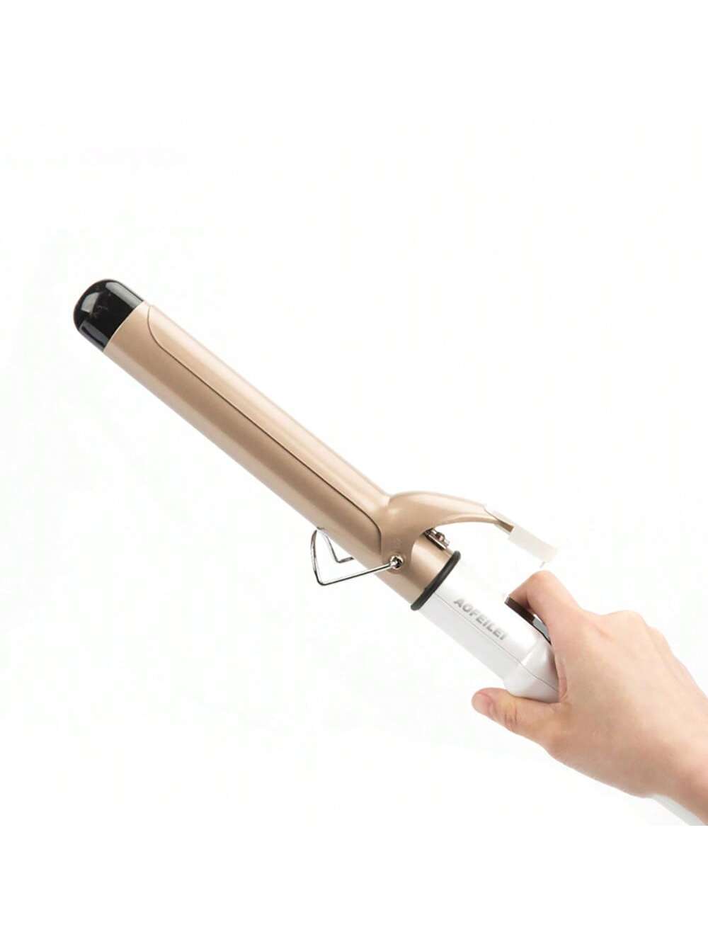 1pc Gold Ceramic Electric Hair Curler With Lcd Display, Professional Salon Styling Tool For Air & Inward Curl, Auto Off & Temp Control, Suitable For Wet/dry Hair