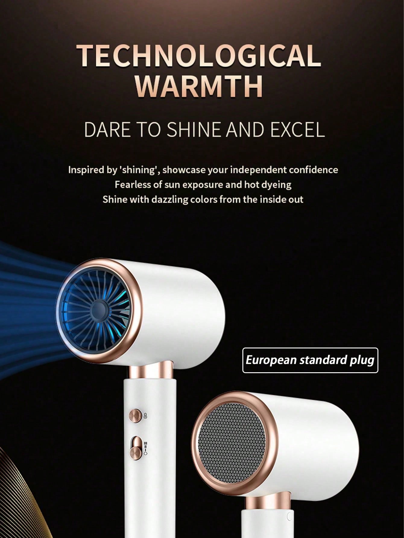 1pc European Standard Plug Hair Dryer For Home Use, Random Color