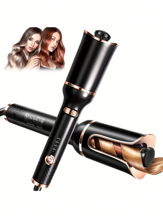 1pc Automatic Ceramic Curling Wand, 1inch Rotating Curler With 4 Temperature Settings And 3 Timer Settings, Dual Voltage Curling Irons For Home And Travel Use