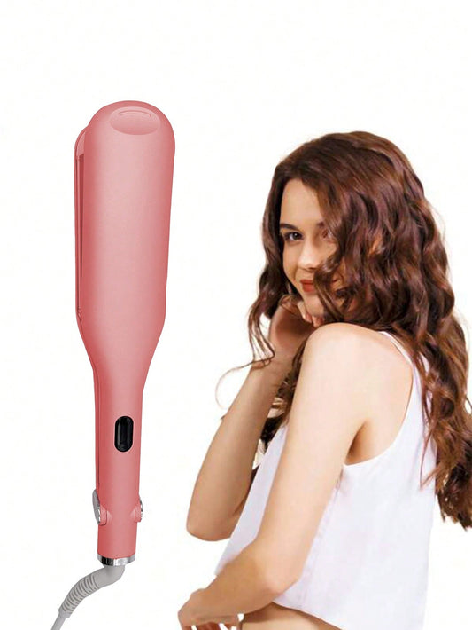 1pc Pink Multi-functional Negative Ion Water Ripple Hair Straightener With Hair Fluffy & Curly Function, Drop Shipping