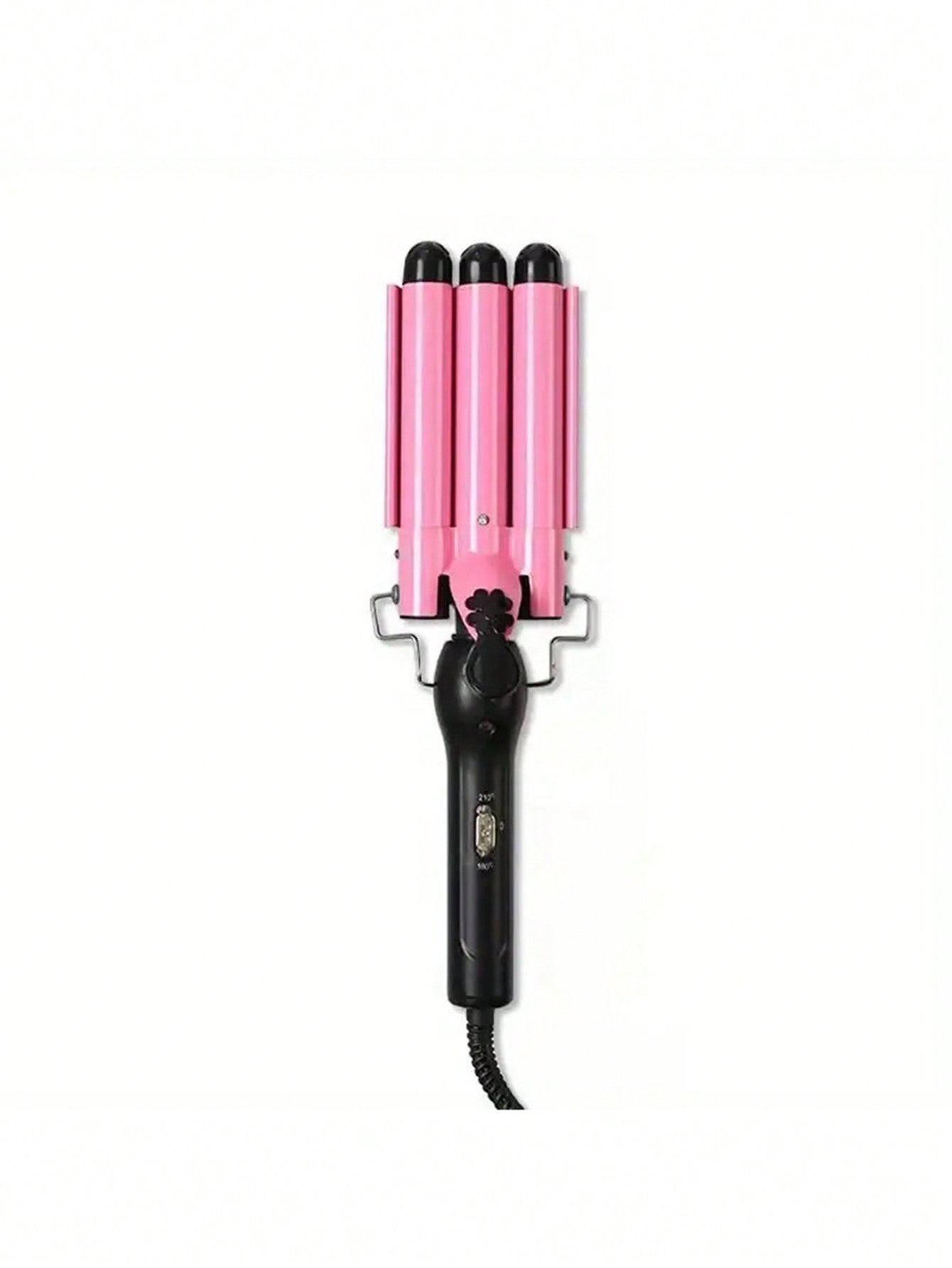 Pink Korean Style Triple Barrel Waver Iron For Making Wavy Curls And Loose Waves, Hair Crimper And Curler