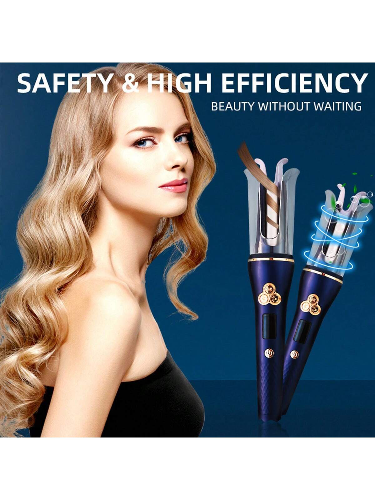 1pc Fully Automatic Rotating Curler, Create Big Wavy Curls