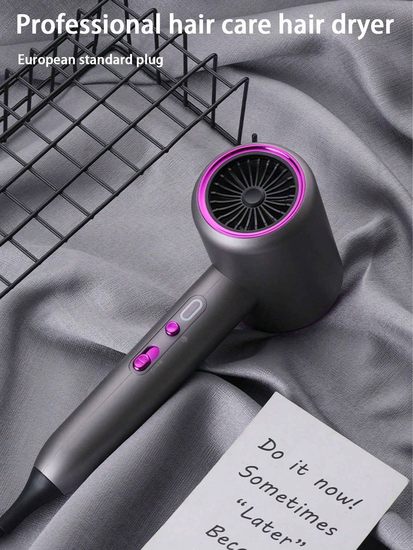 1pc Professional Electric Hair Dryer With European Plug, 2400w For Home Use