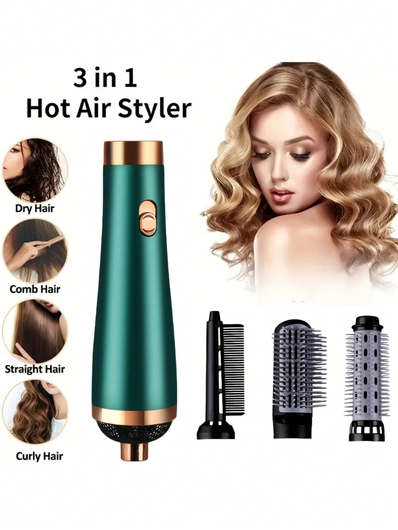Home Portable 3-in-1 Hot Air Hairbrush