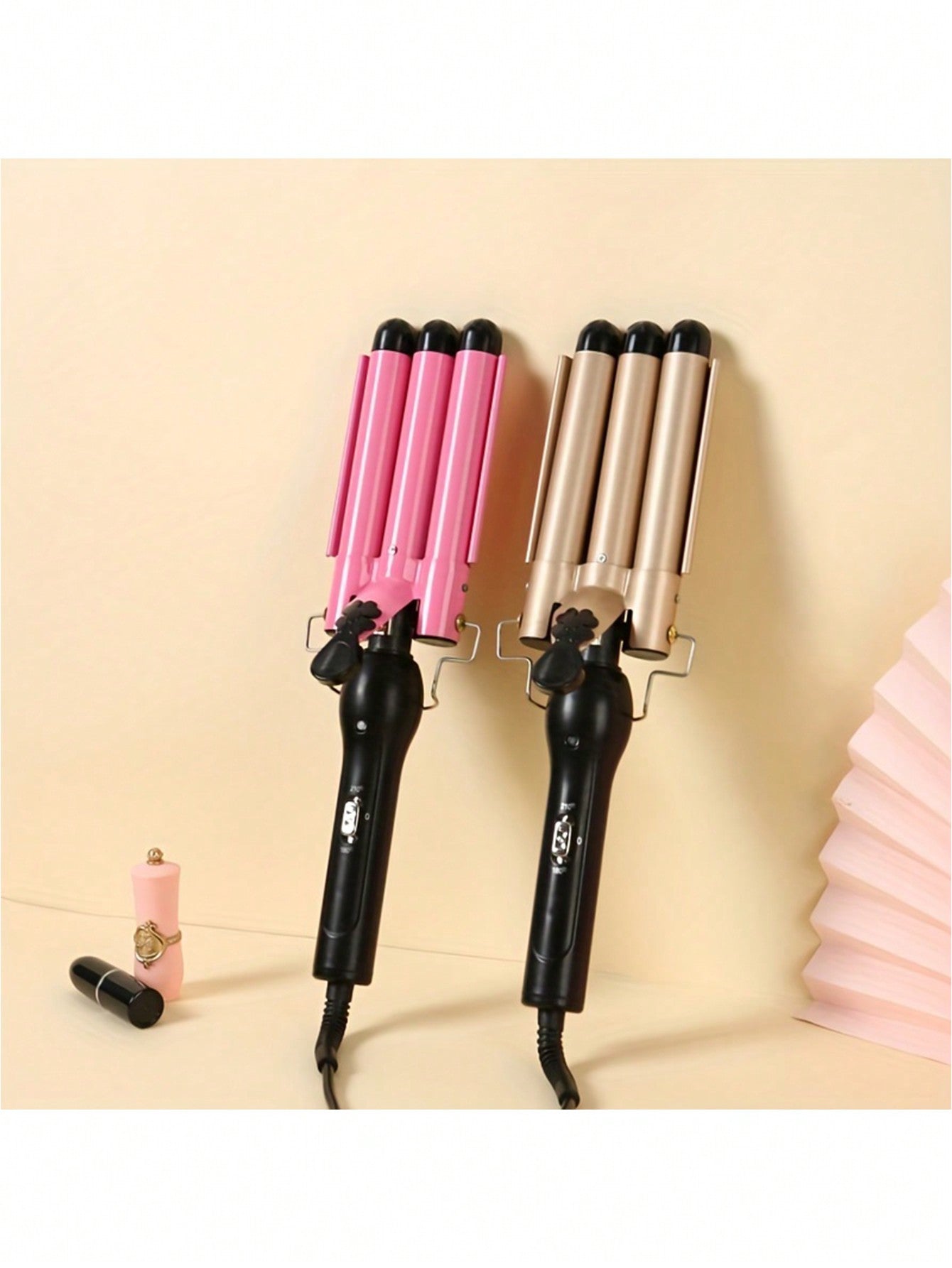 1pc 25mm 3 Barrels Curling Iron, Wavy Hair Curler Styling Tool, Suitable For Home/travel/personal Use, Holiday Gift
