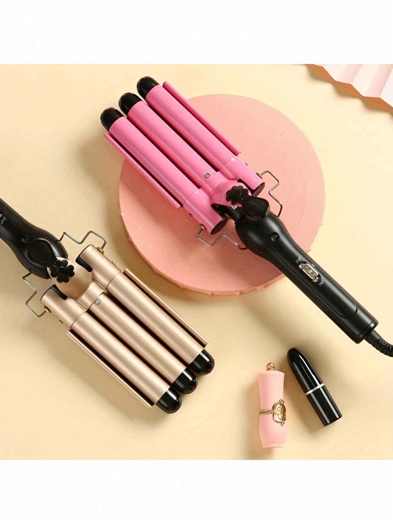 1pc 25mm 3 Barrels Curling Iron, Wavy Hair Curler Styling Tool, Suitable For Home/travel/personal Use, Holiday Gift