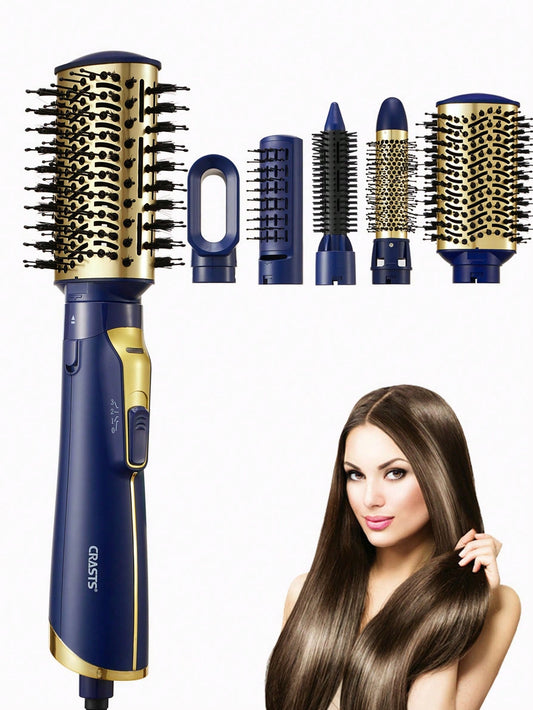 5 In 1 Multifunctional High Power Large Size Hair Brush & Curler, Dual Use For Drying Hair, Replaceable Hot & Cold Air, Popular Blue Md-11, Suitable For Salon And Family Use