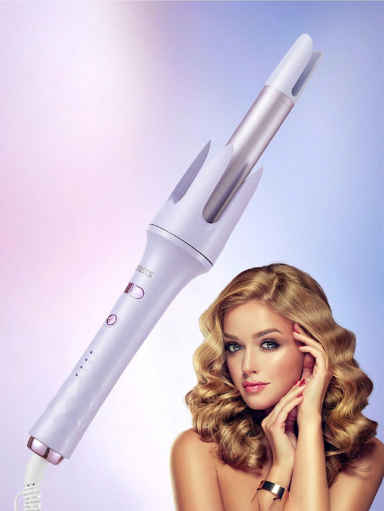 1pc Automatic Curling Iron, 25-28mm Big Wavy, Quick Heating And Automatic Shaping, Violet Hc-013, For Household Use