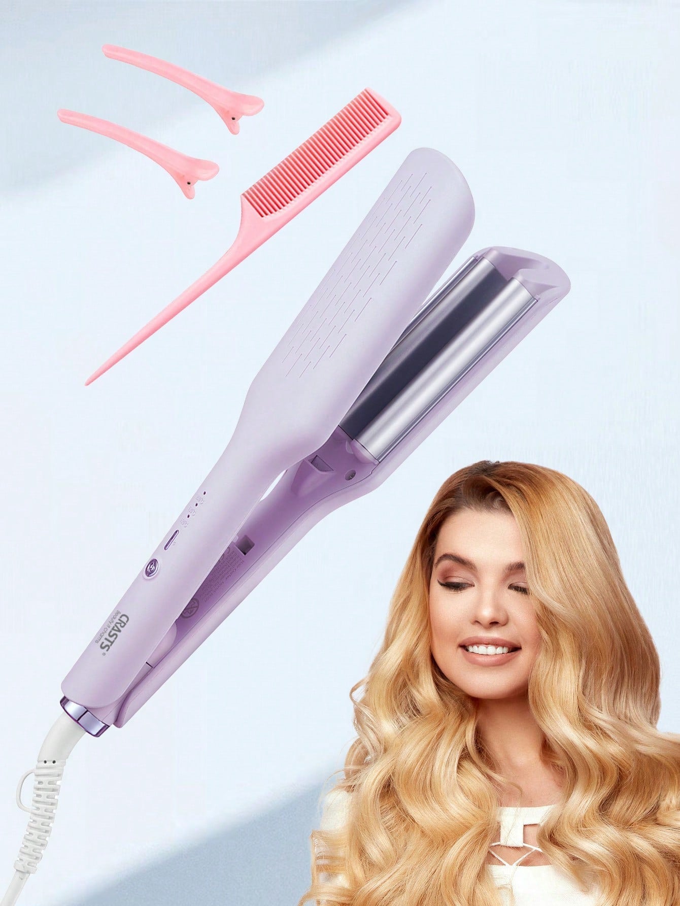 1pc Violet Hc-026 Large Wave Rapid Heating Hair Root Perm Curling Iron, Suitable For Home And Salon