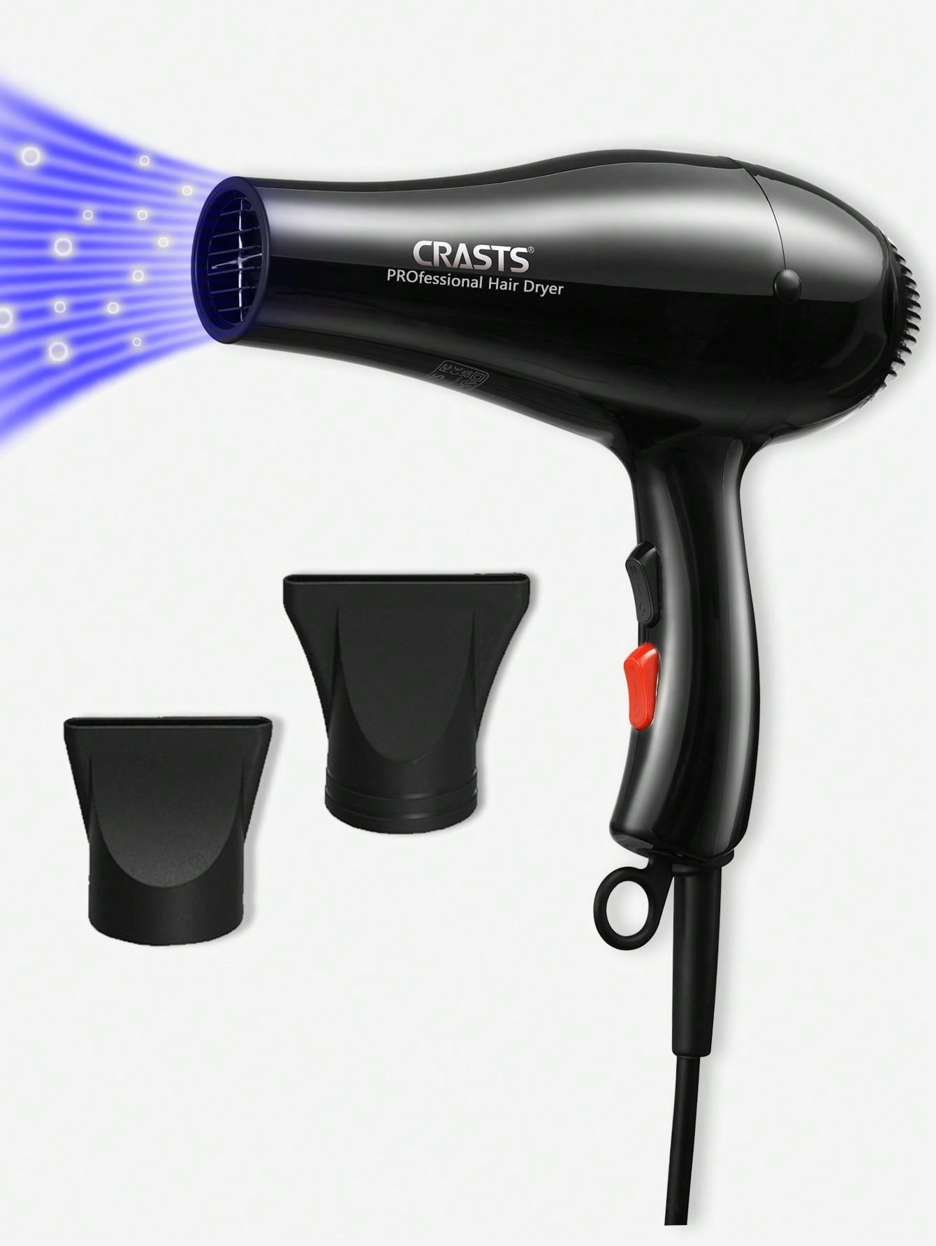 1pc High Power Hair Dryer With 4 Adjustable Heat Settings And 2 Different Nozzles, Suitable For Salon And Home Use Chd-002