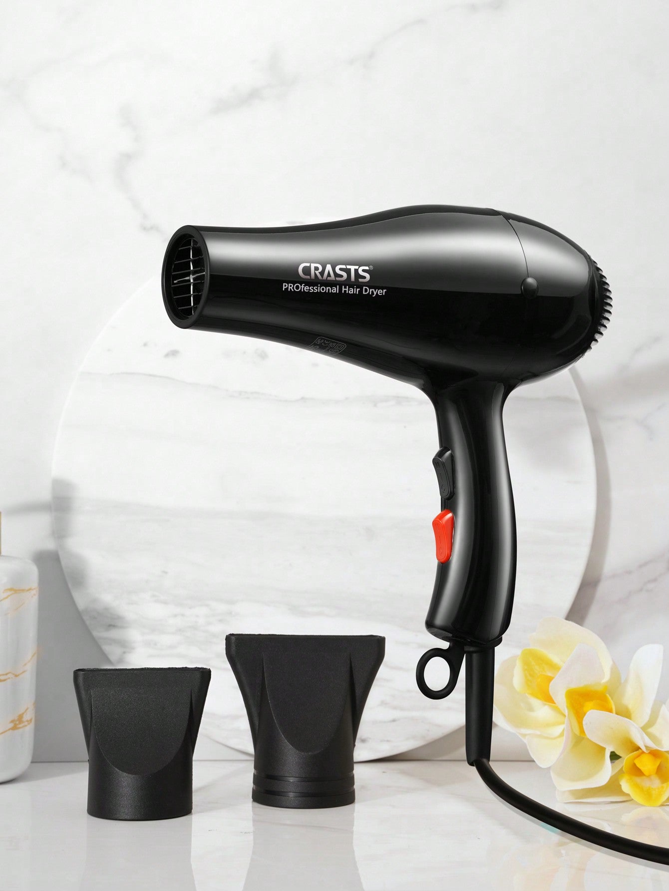 1pc High Power Hair Dryer With 4 Adjustable Heat Settings And 2 Different Nozzles, Suitable For Salon And Home Use Chd-002