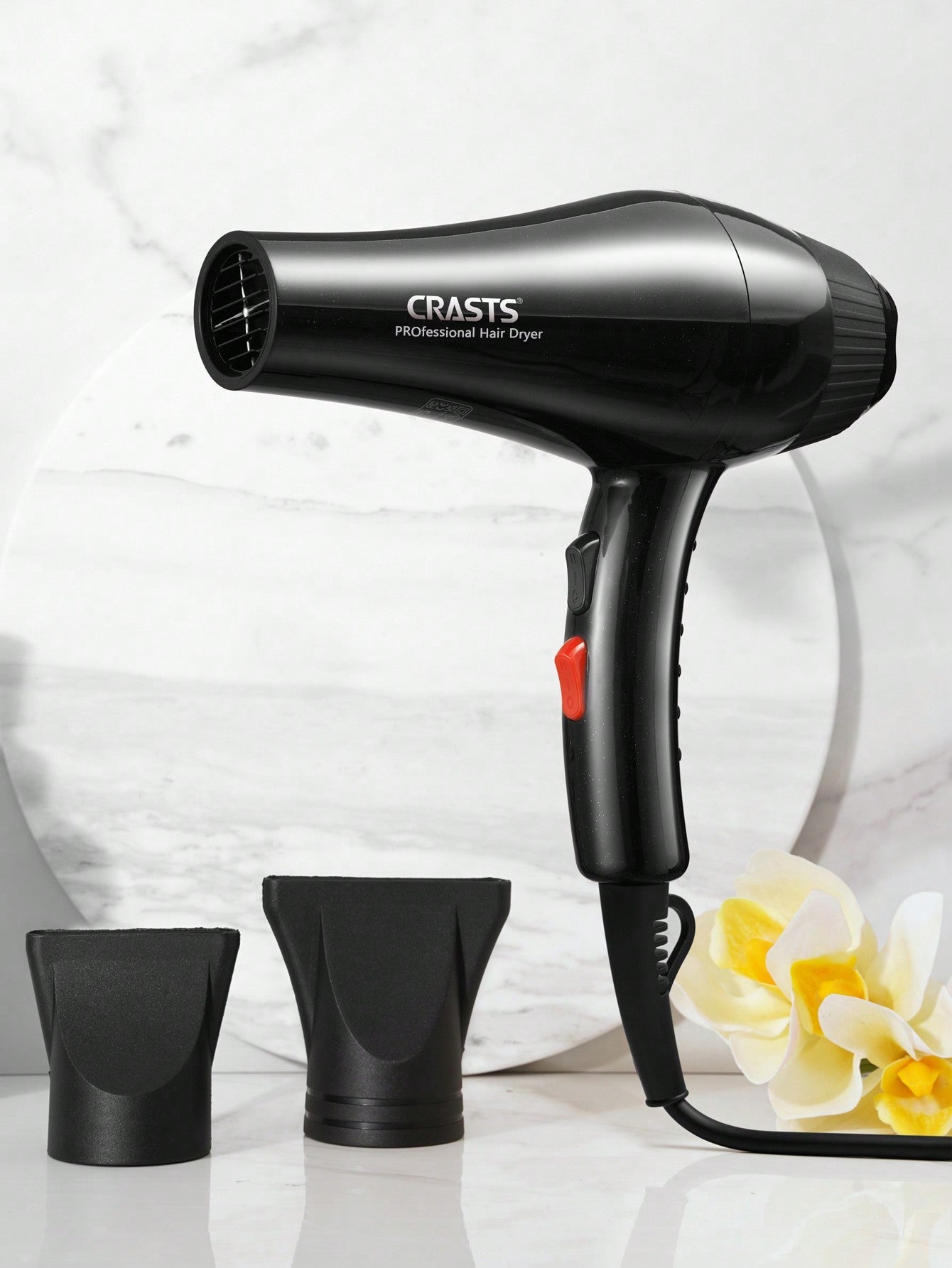 1pc High Power Hair Dryer Chd-003 With 4 Temperature Settings, 2 Concentrator Attachments, Suitable For Salon And Home Use
