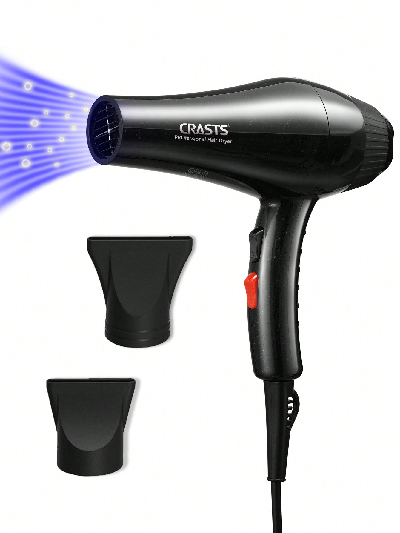 1pc High Power Hair Dryer Chd-003 With 4 Temperature Settings, 2 Concentrator Attachments, Suitable For Salon And Home Use