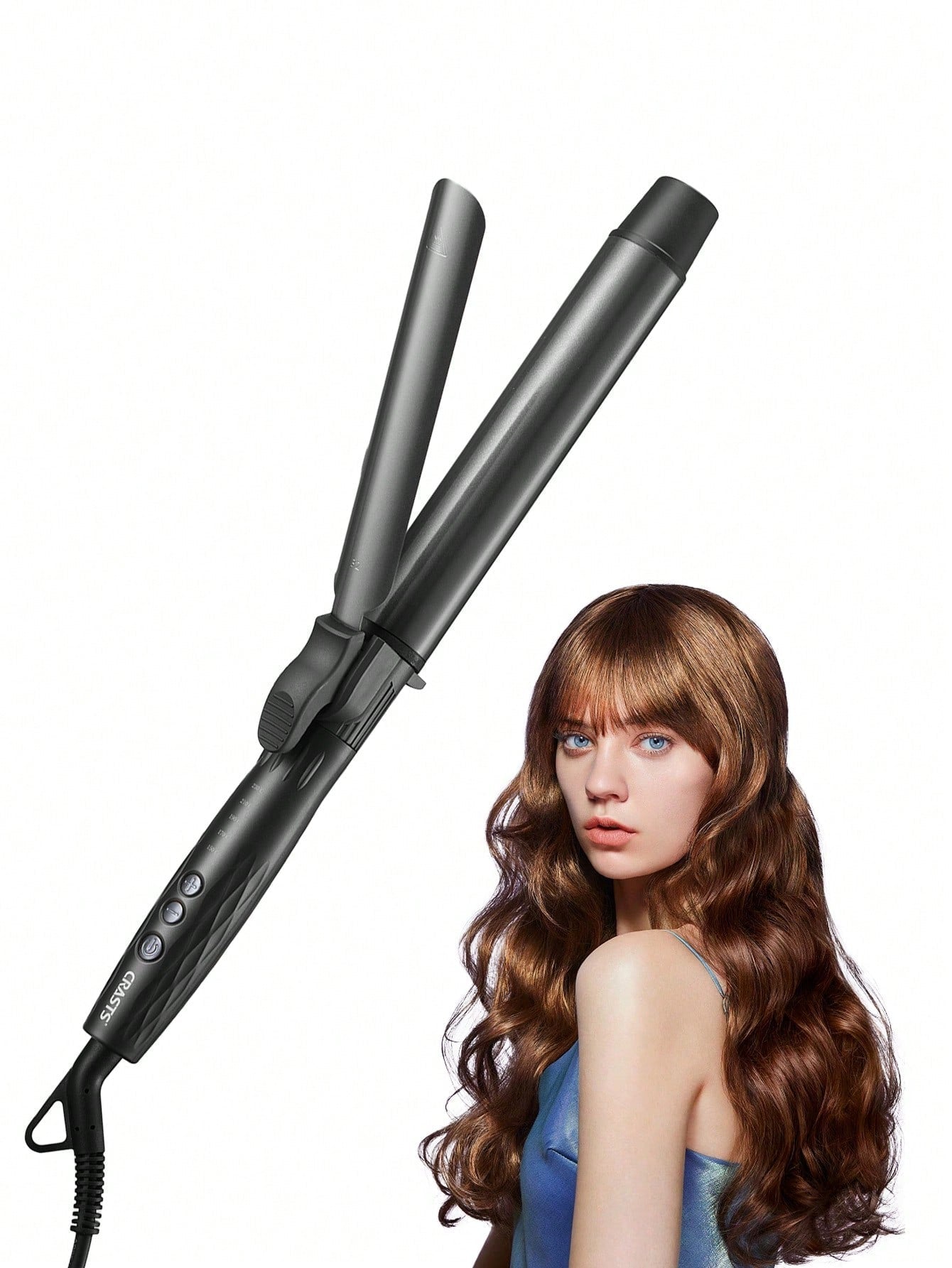 1pc 32mm Wave Big Beauty Hc-025 Hair Curling Irons Starry Sky Gray, 5-speed Temperature Adjustment For Salon And Home Use