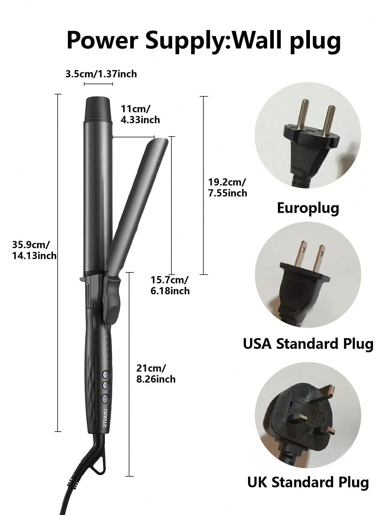 1pc 32mm Wave Big Beauty Hc-025 Hair Curling Irons Starry Sky Gray, 5-speed Temperature Adjustment For Salon And Home Use