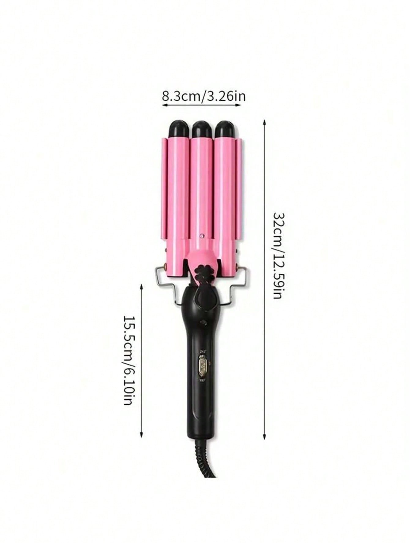 Pink 3 Barrels Hair Curling Iron, Large Waves, Wavy, 3 Tube Electric Hair Curler