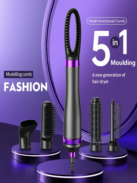 1pc Handheld 5-in-1 Multifunctional Hot Air Comb For Hair Styling, Suitable For Hair Salon / Home Use