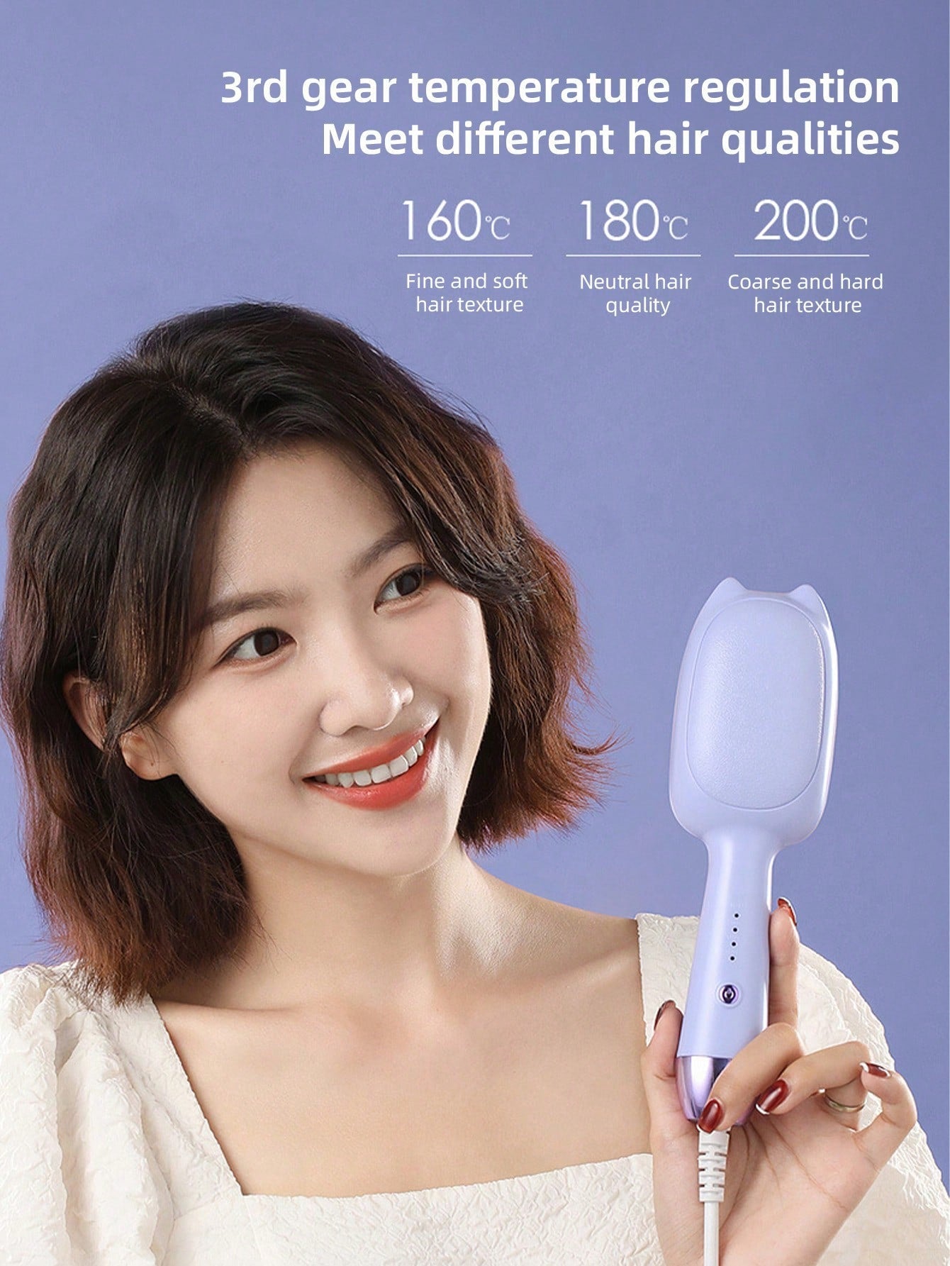 1pc Purple Negative Ion Automatic Hair Curling Wand, Lazy Corn Wave Curler For Long, Thick Hair, With Clamp, Professional Heat Styling Tool