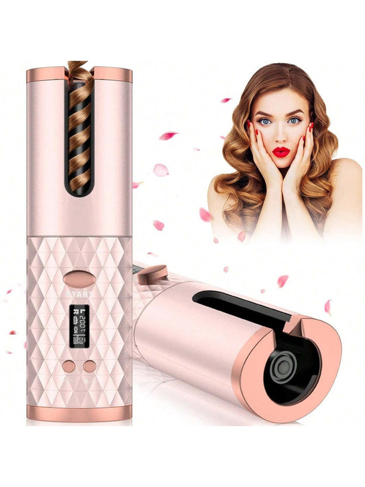 Curling Iron Automatic Hair Curler Rotating, Cordless Curlers with 6 Temps, 11 Timers & LCD Display, Portable Rechargeable Wireless Beach Waves Iron, Auto Curling Wand Fast Heating for Hair Styling