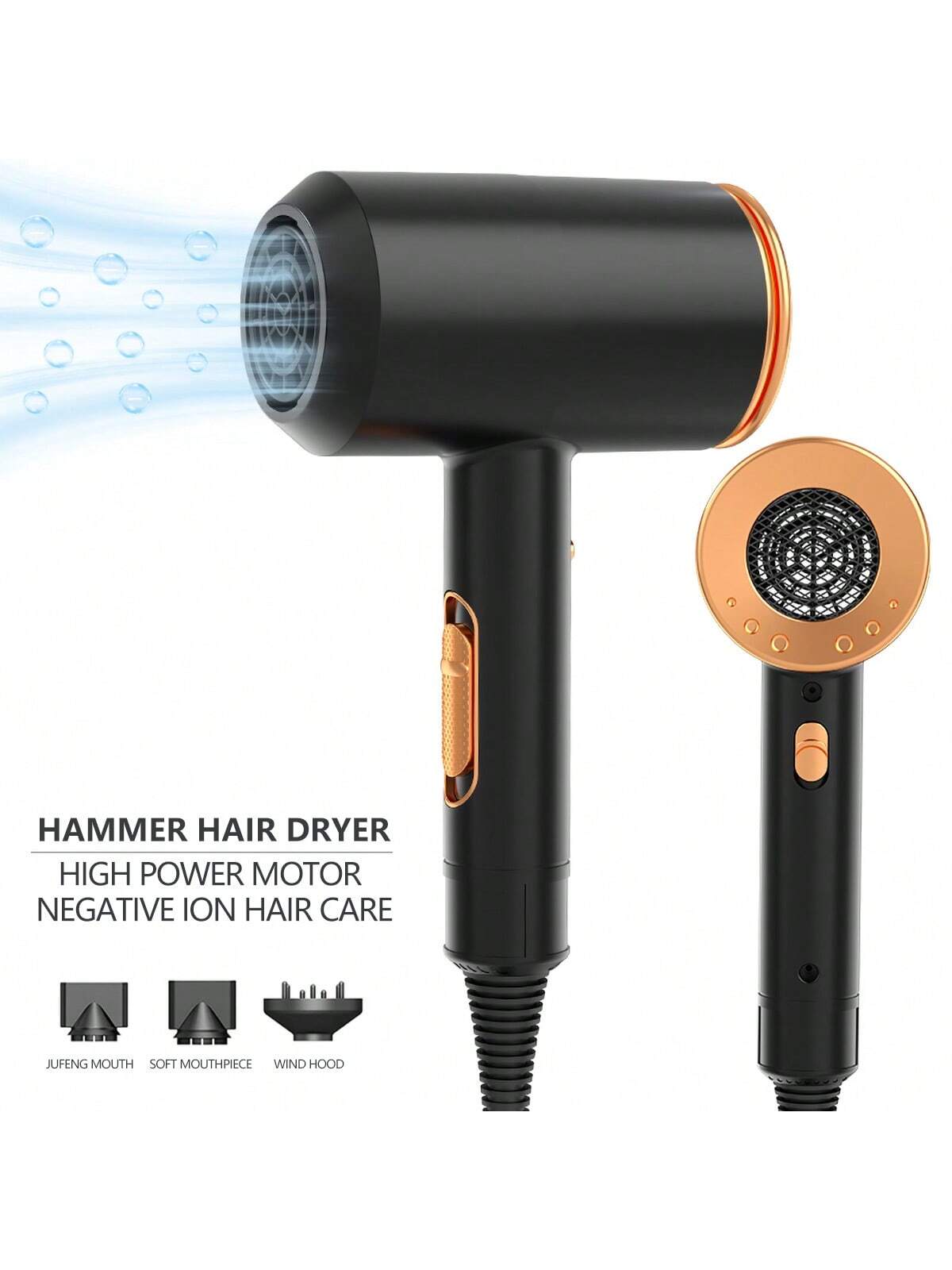 1pc 1800W Professional Hair Dryer With Diffuser Ionic Conditioning - Powerful, Fast Hairdryer Blow Dryer,AC Motor Heat Hot And Cold Wind Constant Temperature Hair Care Without Damaging Hair