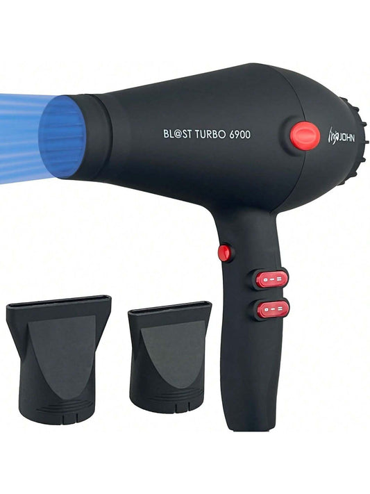 YONGSTYLE Ionic Hairdryer for Salon 2200W | Professional Hair Blow Dryer | Blast Turbo 6900 Soft Touch Black