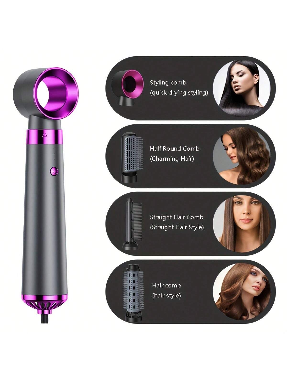 Multifunctional 5-in-1 Air Hair Styling Curling Comb Hot Air Brush