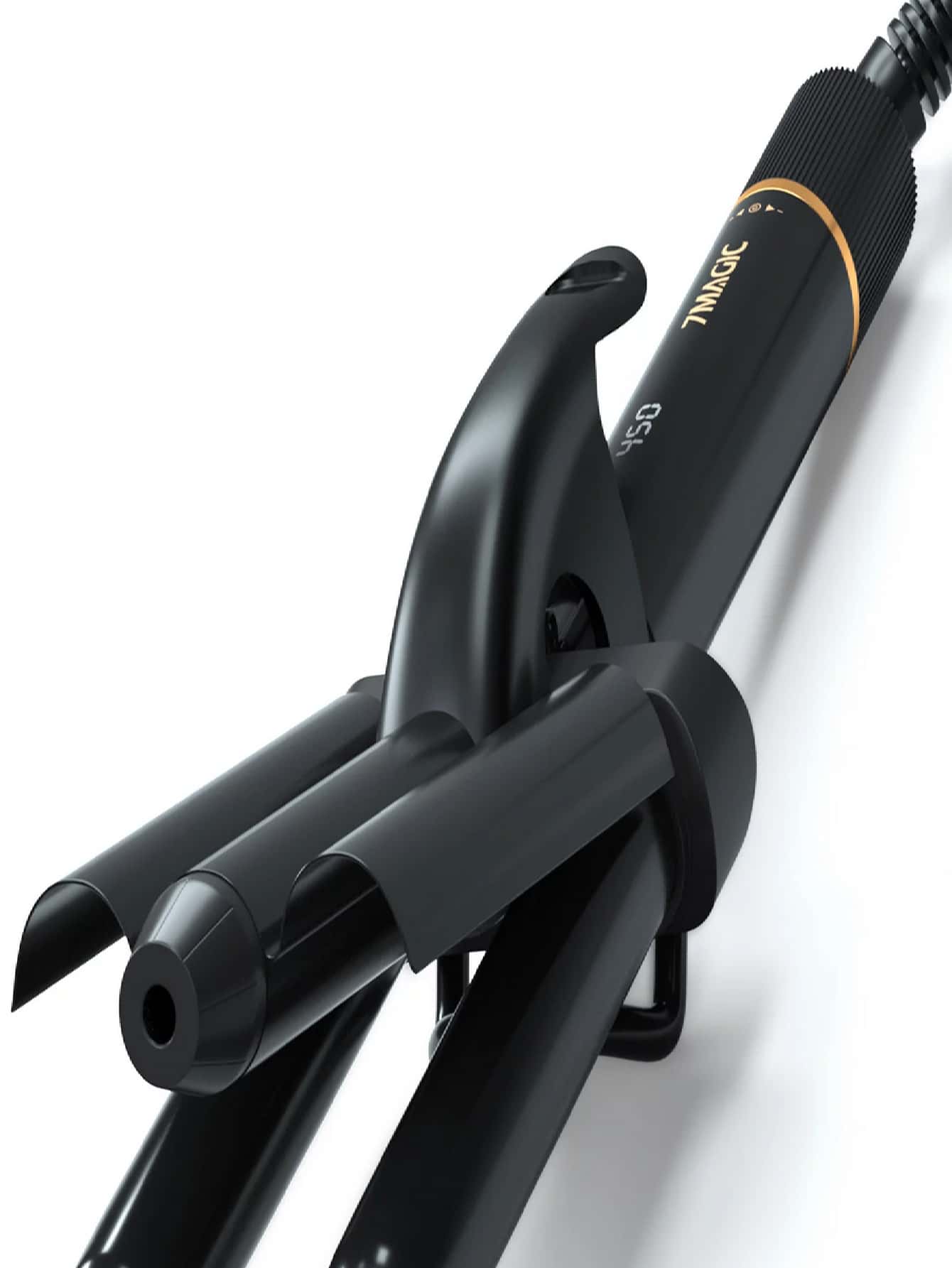 Hair Curling Iron, 3 Barrel Curling Iron Wand with Adjustable Temperature & Dual Voltage Hair Waver, Ceramic Tourmaline Curling Wand with LCD Temp Display