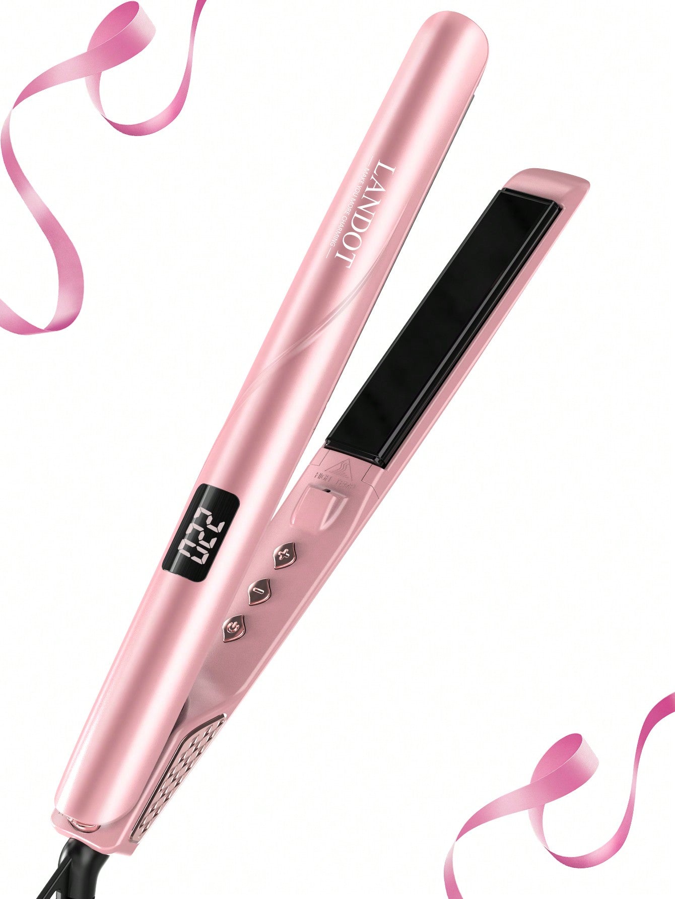 Flat Iron Hair Straightener Curler: LANDOT Straightener Curling Iron Combo - Dual Voltage Ceramic 1-Inch Hair Styling Tools For Straighten Curl Wave Hair - Rose Gold Straightening Iron