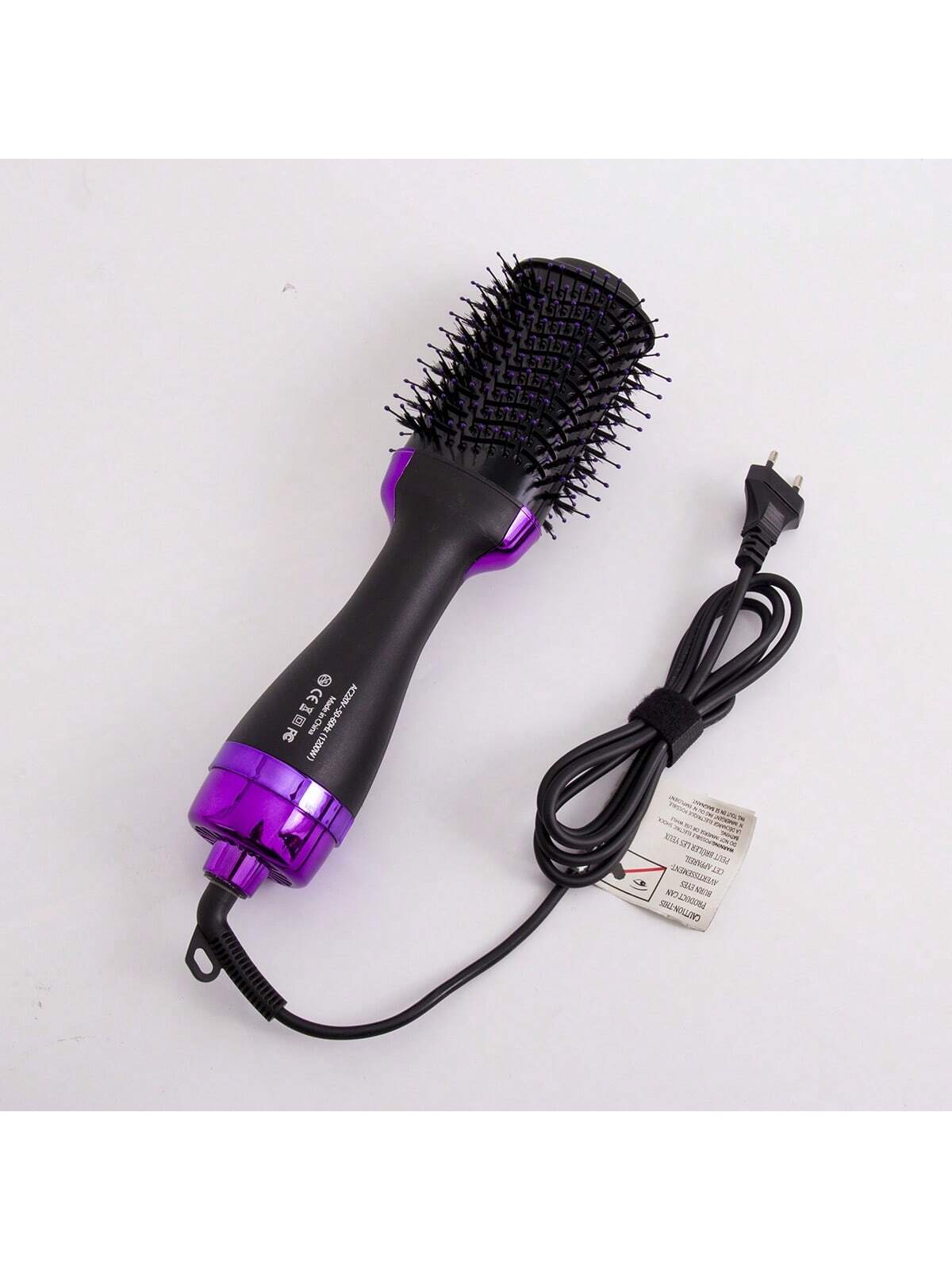 3-In-1 Hot Air Brush, Curling Iron, Hair Dryer And Straightener With Multiple Heating Settings And Indicator Light, Metallic Head