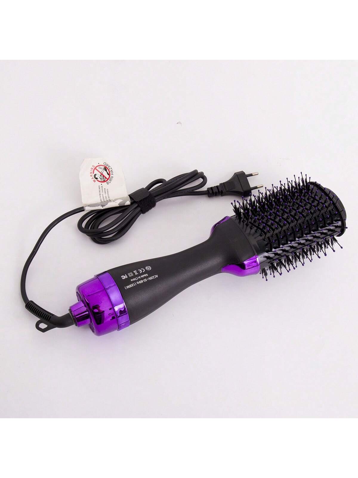 3-In-1 Hot Air Brush, Curling Iron, Hair Dryer And Straightener With Multiple Heating Settings And Indicator Light, Metallic Head