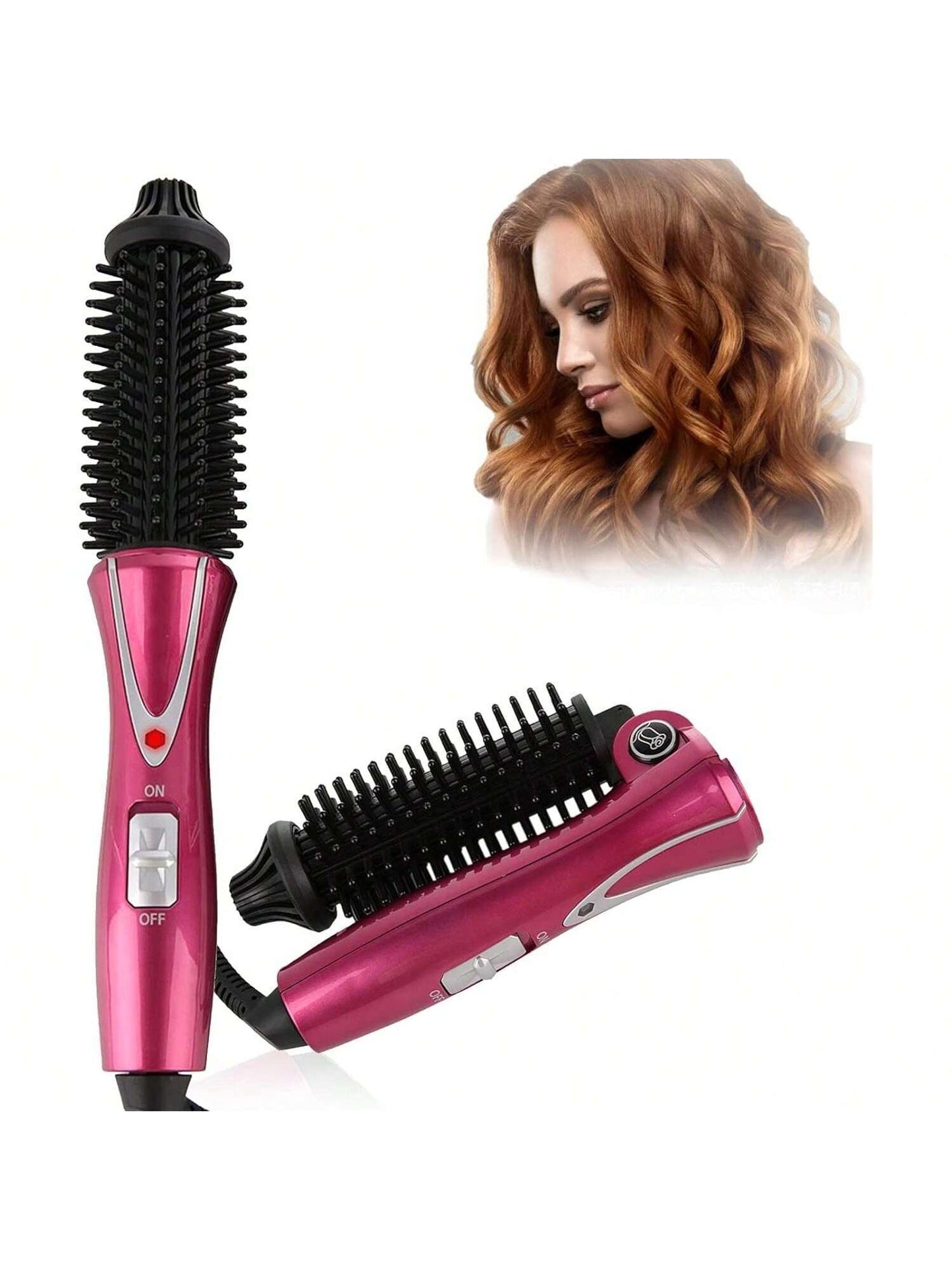 Electric Hair Curler, Hot Curler Brush Professional Anti-Scald Heat Up Curling Wands Heat Styling Brush Suitable For All Hair Types US Plug 110-240V