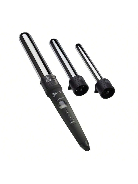 YONGSTYLE Titanium 3 In 1 Curling Wand Set 19mm, 25mm And 32mm Interchangeable Barrels With Heat-Resistant Glove, LCD Digital Display