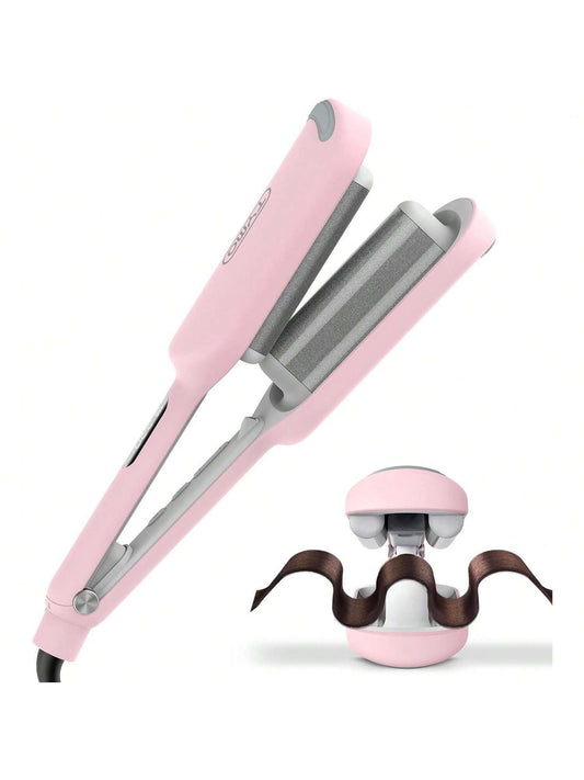 Hair Crimper Waver Curling Iron, YONGSTYLE Deep Waver Hair Tool, Ionic Beach Waves Curling Wand With Ceramic Tourmaline Barrel For Women, Anti-Scald, Quick & Easy, 9 Temps With LED Display, Dual Voltage