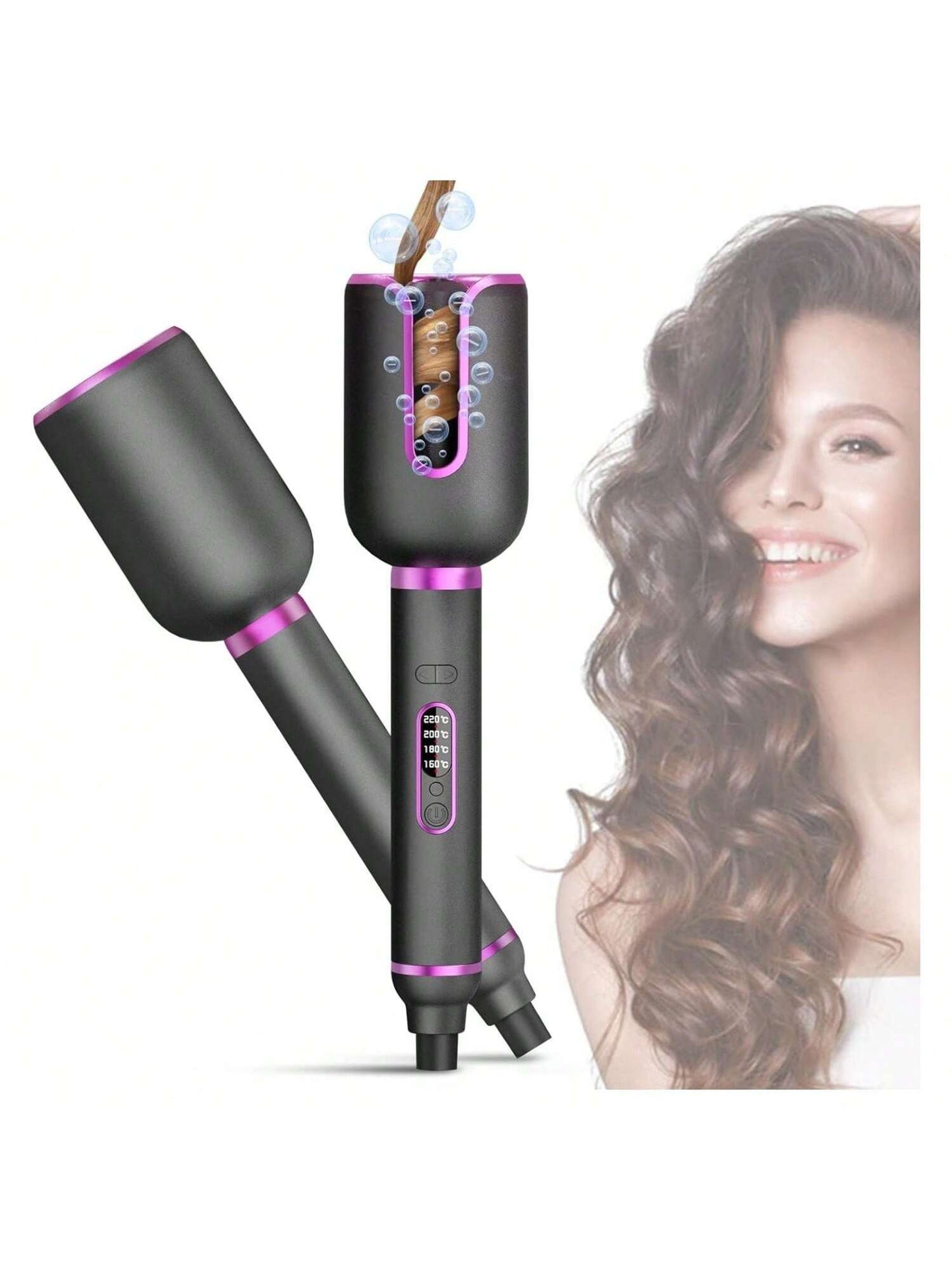 YONGSTYLE Automatic Curling Iron, Curling Wand With 1 Inch Professional Ionic Rotating Barrel To Ease Frizz, 4 Adjustable Temps & Dual Voltage, Anti-Scald Design Auto Hair Curlers For All Ages Safety