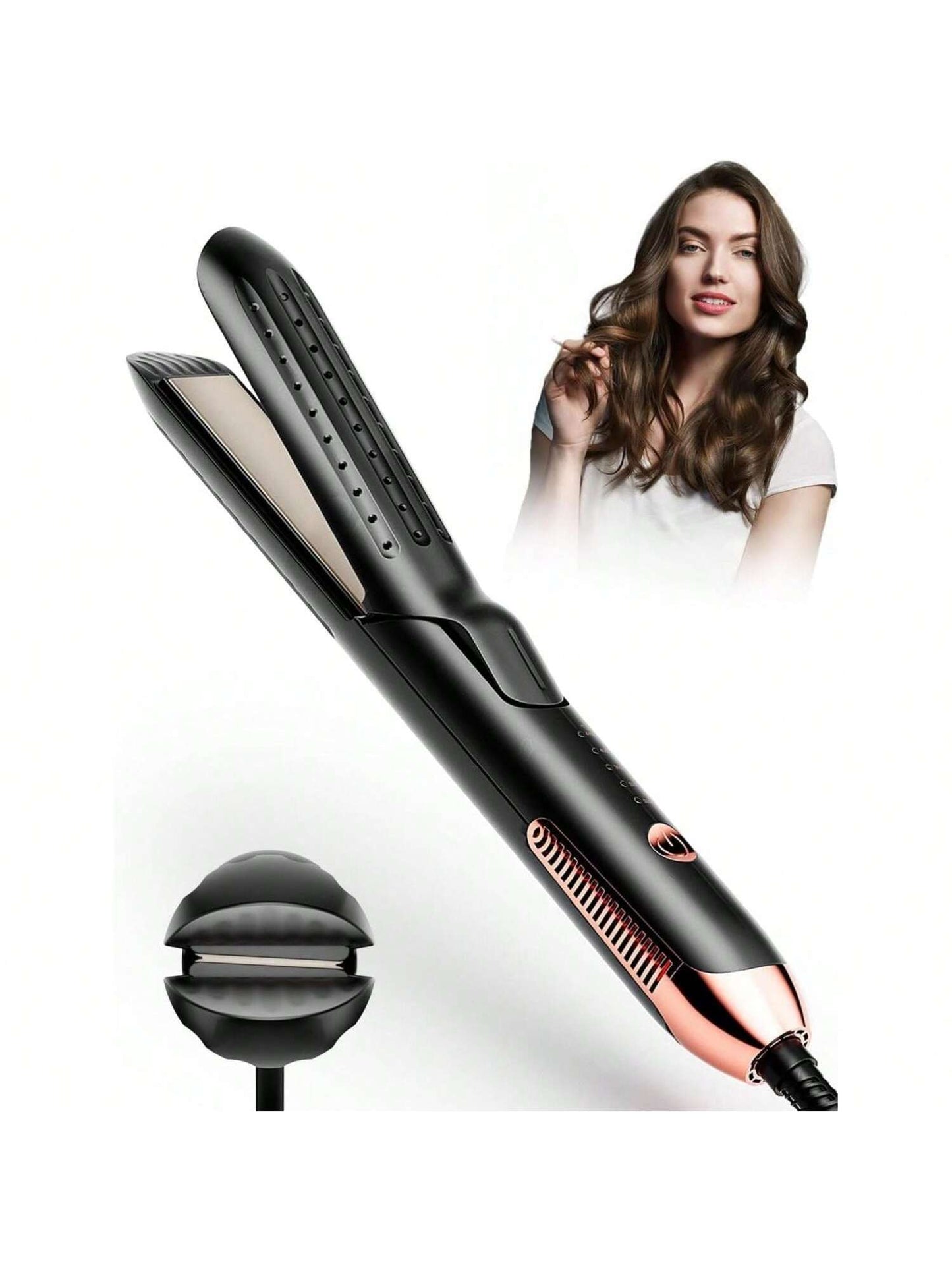 Hair Straightener And Curler 2 In 1 Curling Iron, 360 Airflow Styler Curling Iron Dual Voltage, Ceramic Hair Curler For Short Hair