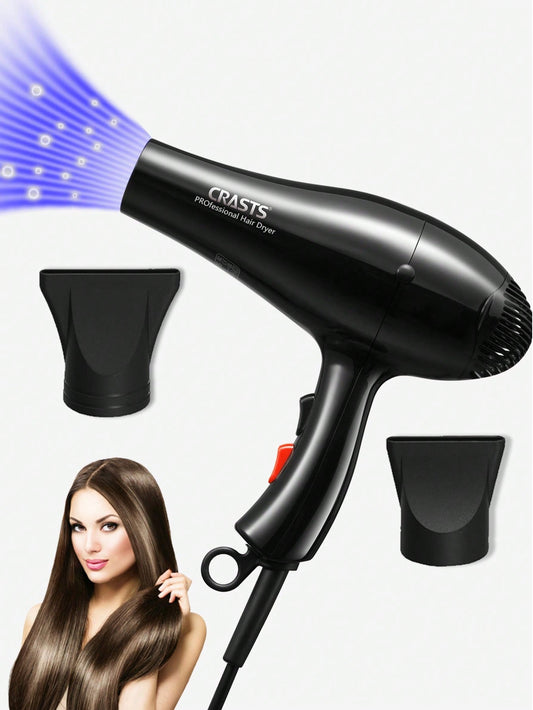 1pc Chd-002 High-Power Hair Dryer With 4 Adjustable Temperature Settings And 2 Nozzles Of Different Sizes, Suitable For Salon And Home Use