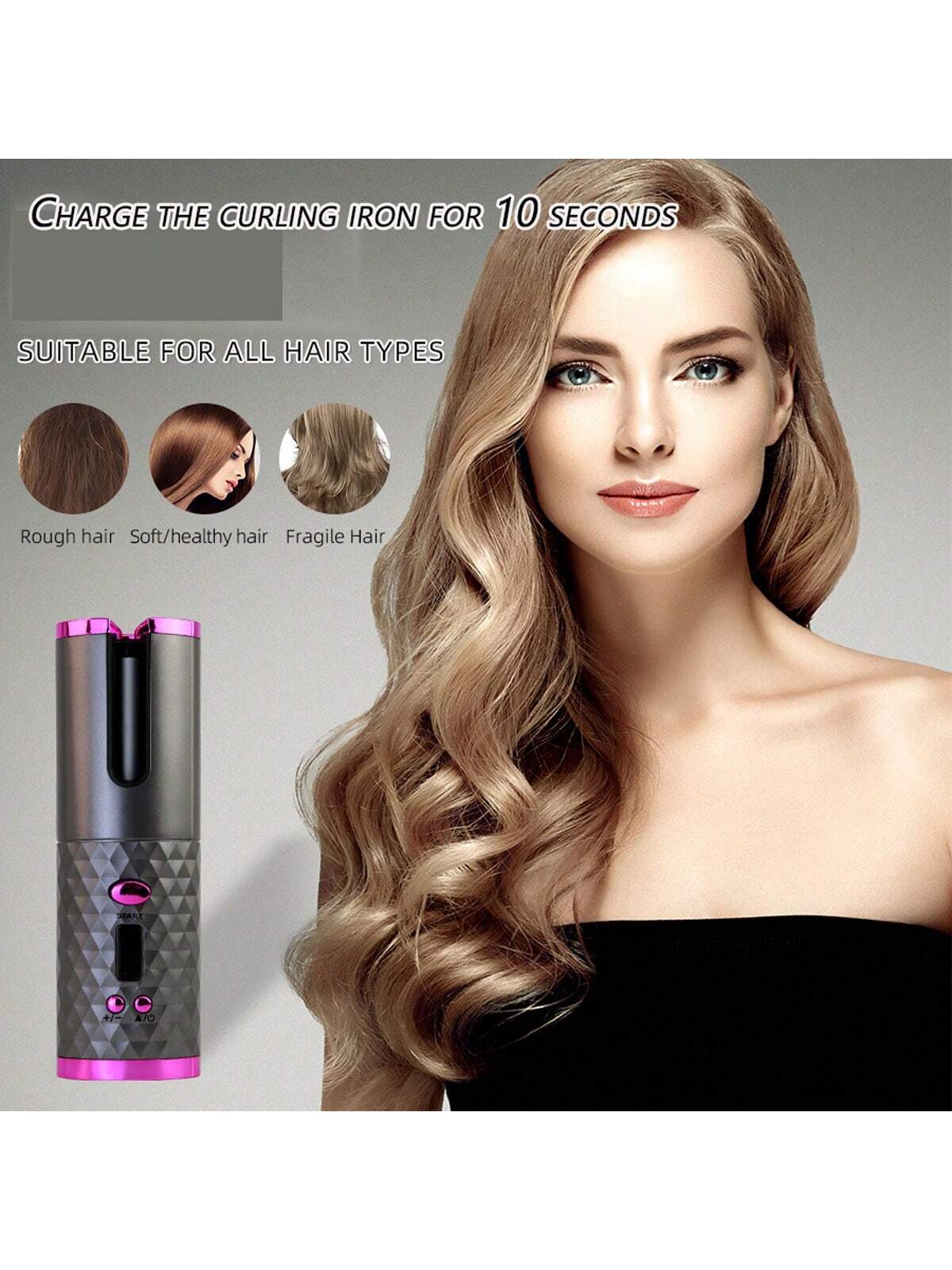 1pc Automatic Hair Curler Without Hair Damage, Cordless Usb Mini Curling Iron